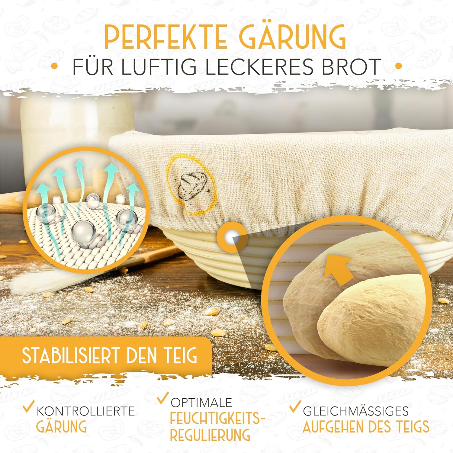 25cm Gärkorb rund inkl. Gärtuch