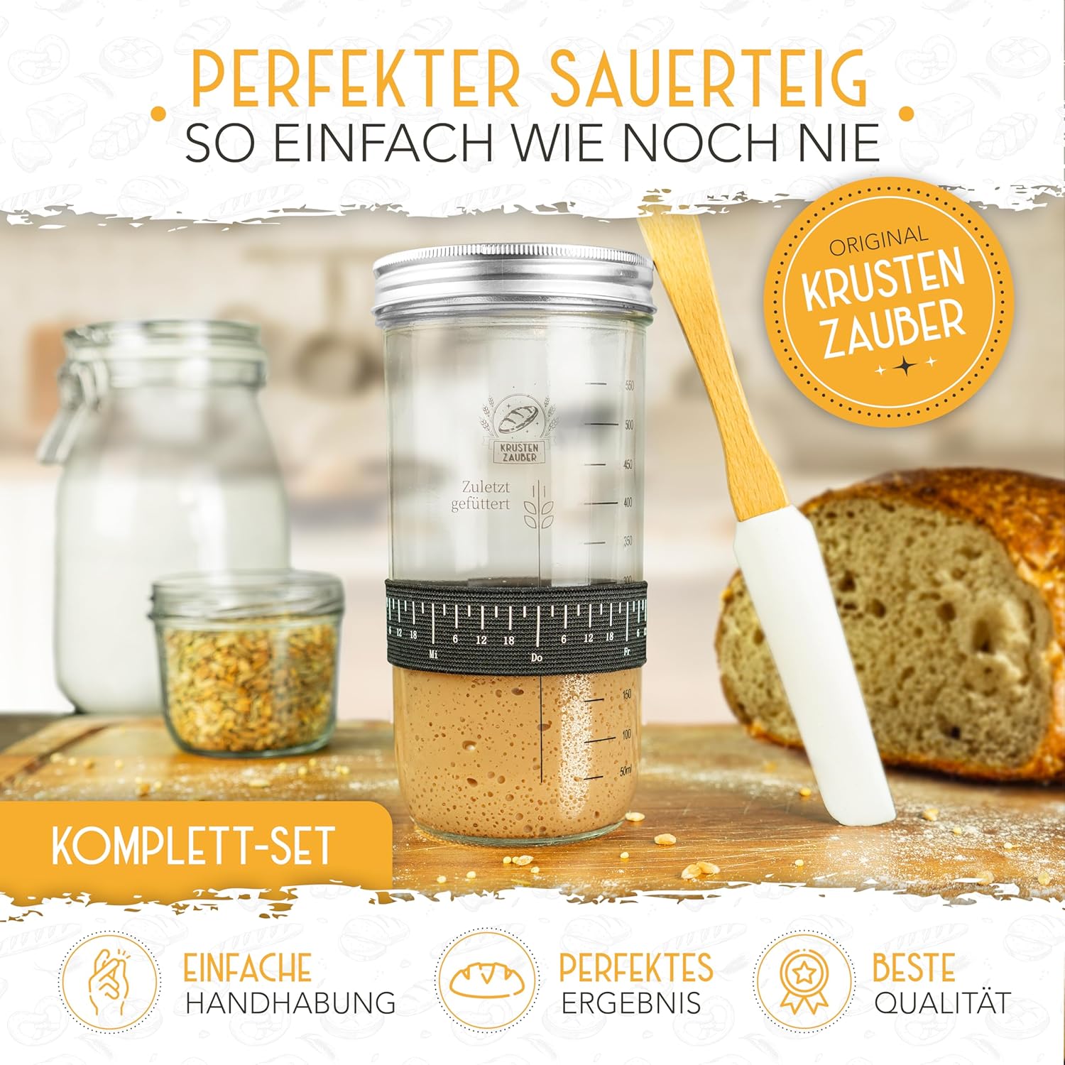 600ml Starter Set - Gärglas mit Spatel und Thermometer