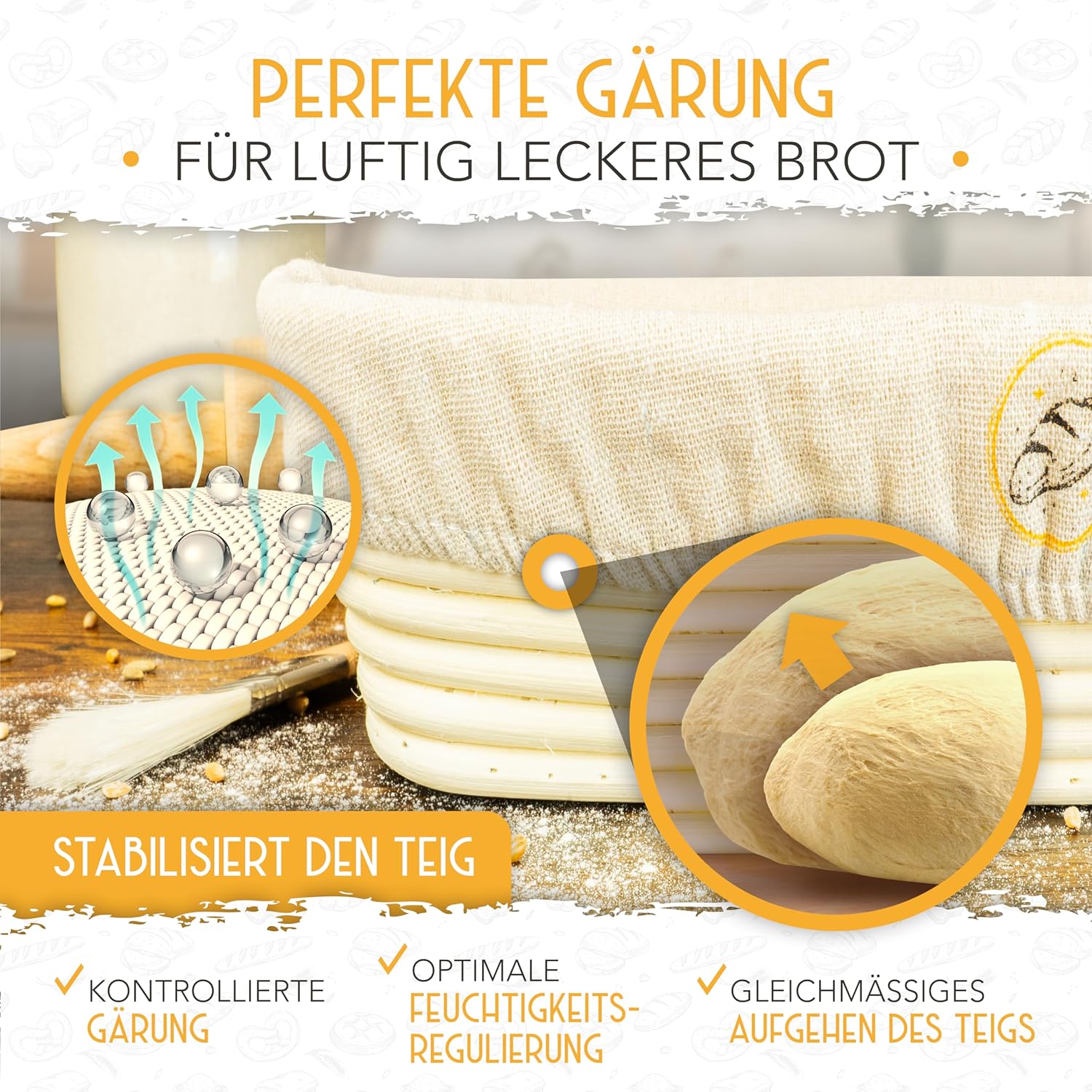 35cm Gärkorb oval inkl. Gärtuch