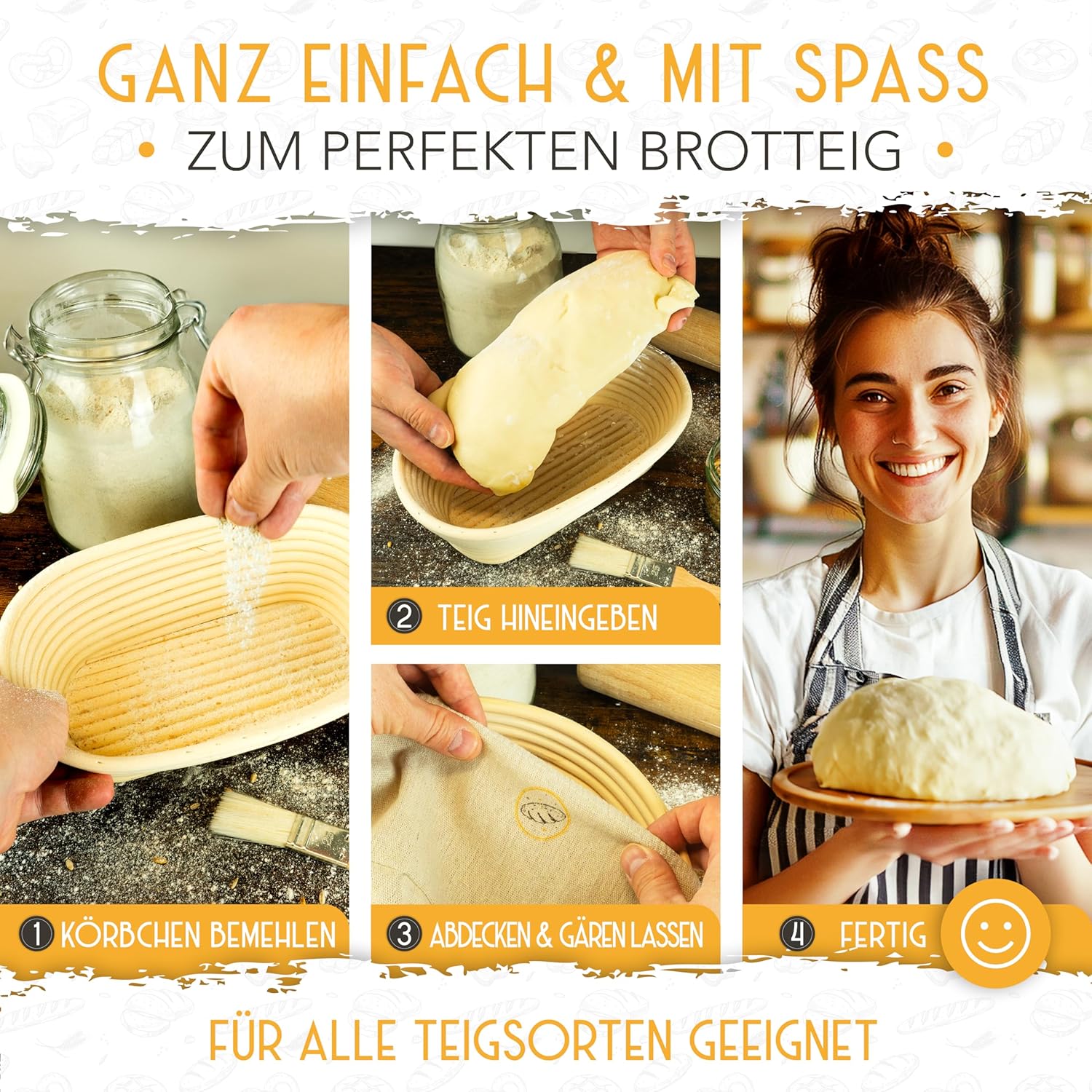 35cm Gärkorb oval inkl. Gärtuch