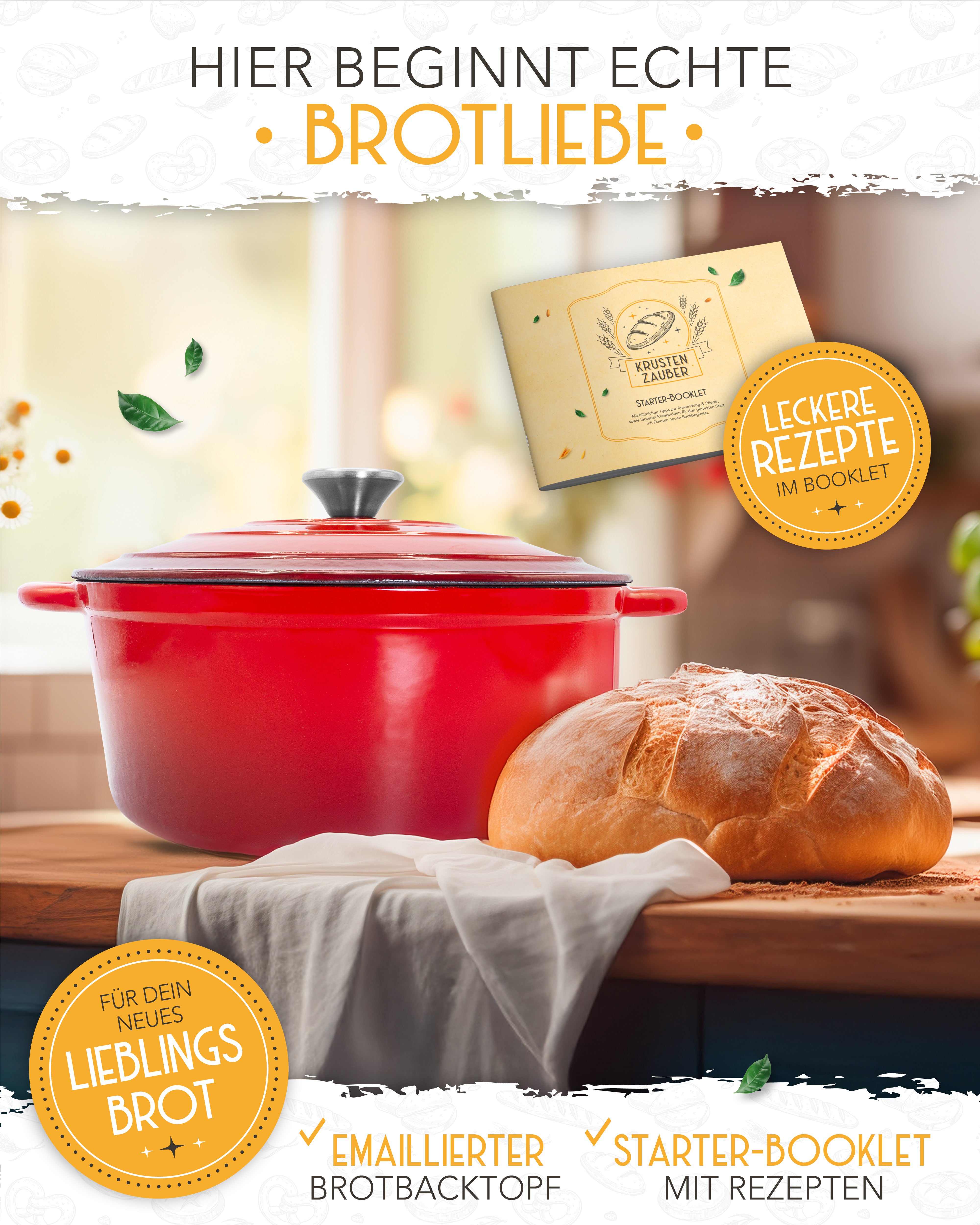 26cm Emaille Gusseisentopf in Rot - Einzeln