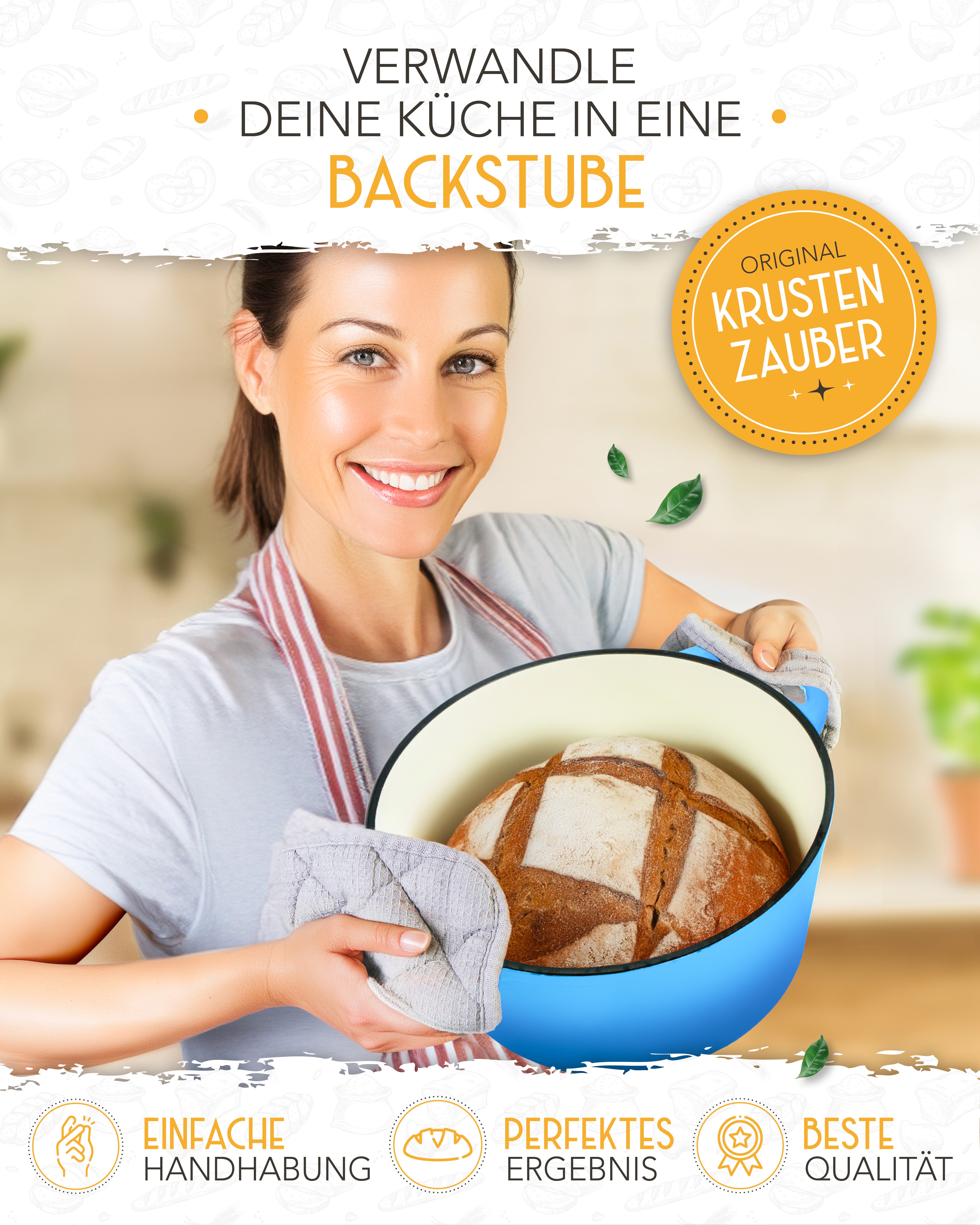 26cm Emaille Gusseisentopf in Blau - Einzeln