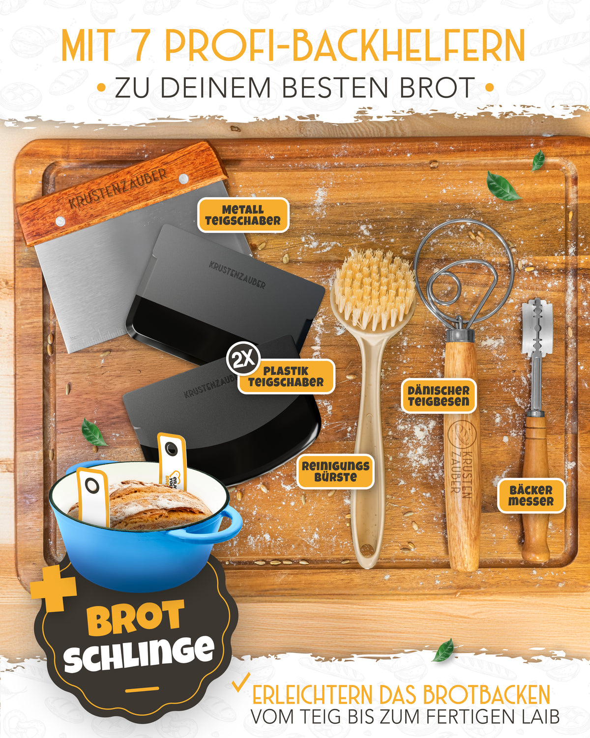 Einsteiger-Set – Gusseisentopf Emaille Blau 4,7 l, Zubehör & Rezept-Booklet