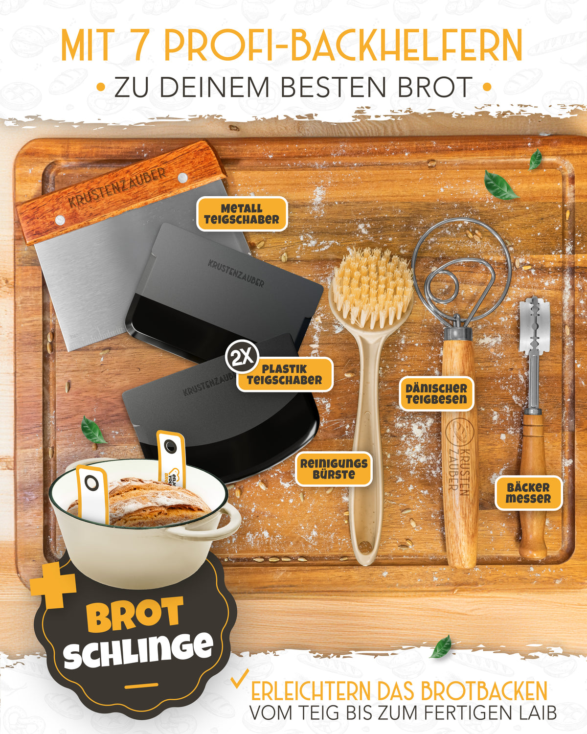 Einsteiger-Set – Gusseisentopf Emaille Creme 4,7 l, Zubehör & Rezept-Booklet