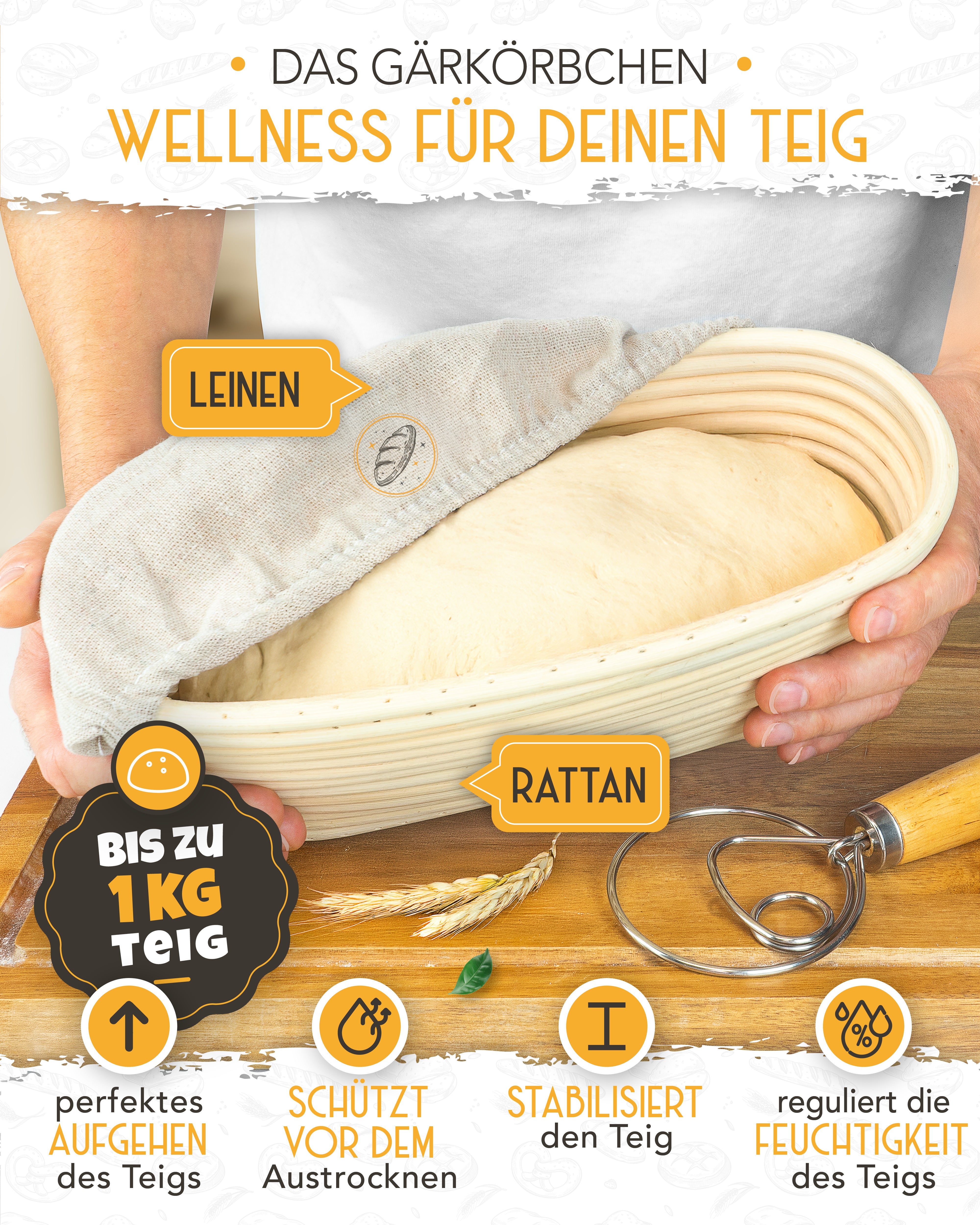 Einsteiger-Set – Emaille Brotbackform 28cm mit Deckel Mint, Zubehör & Rezept-Booklet