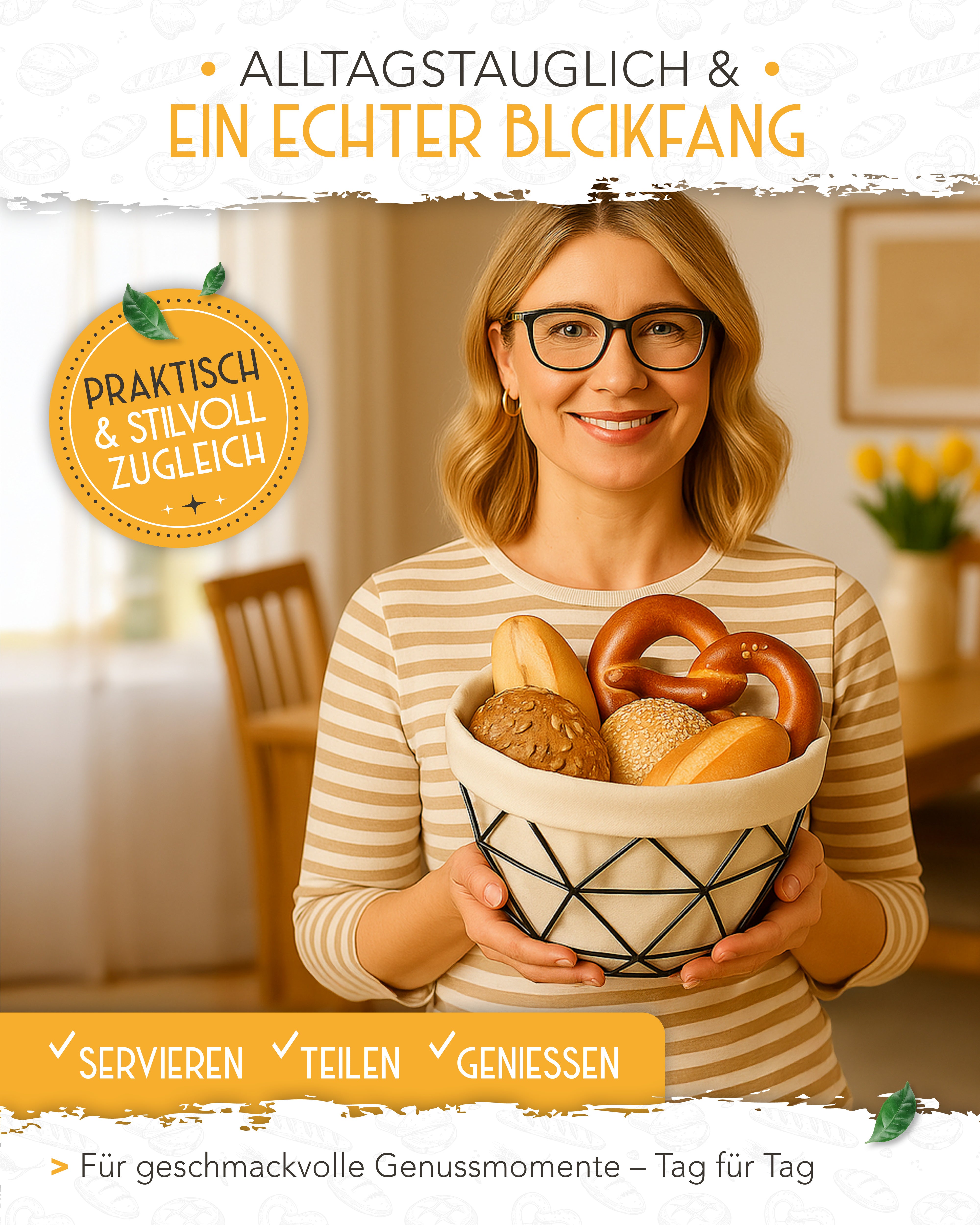 Brotkorb mit Metallgestell