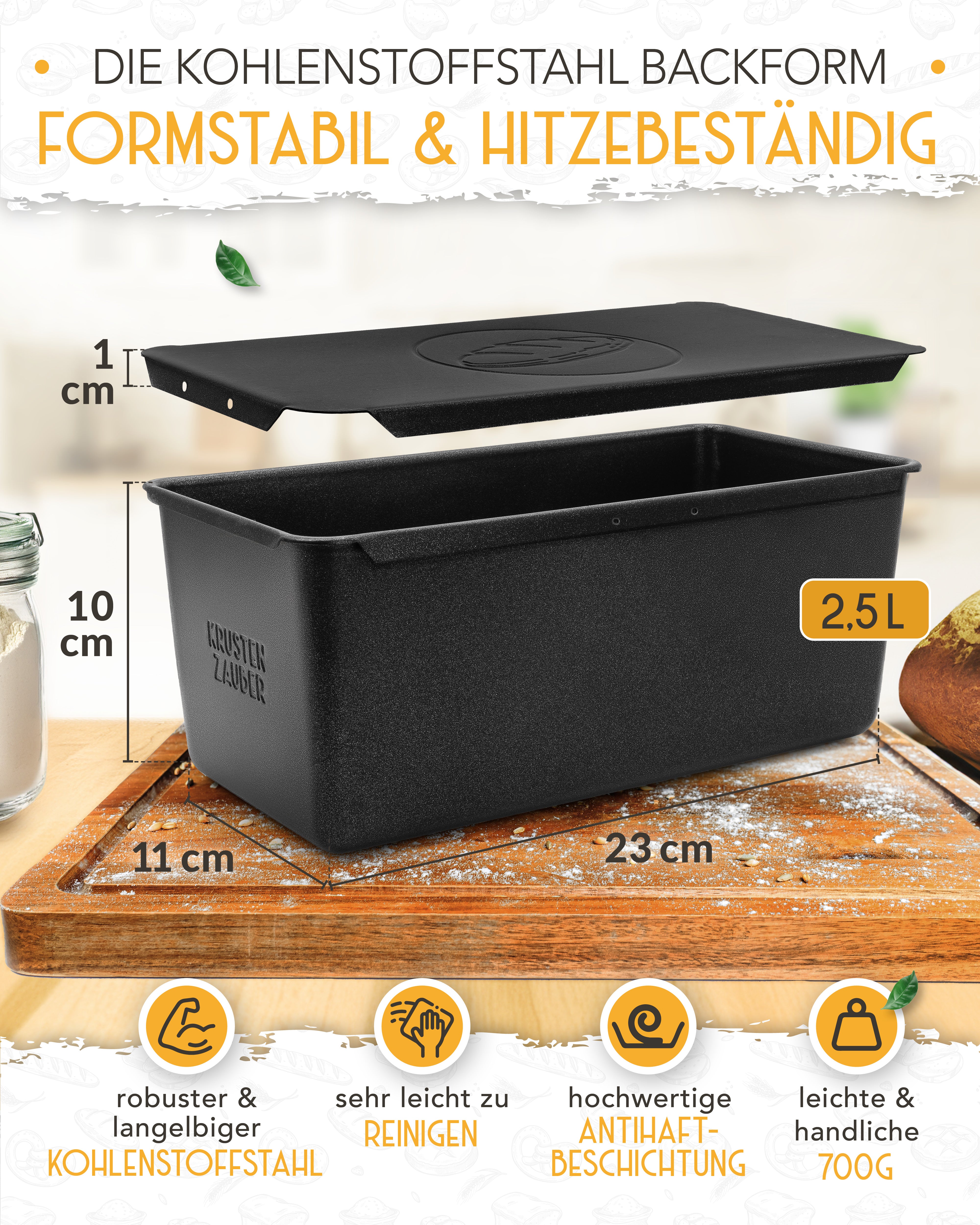Kohlenstoffstahl Brotbackform mit Deckel