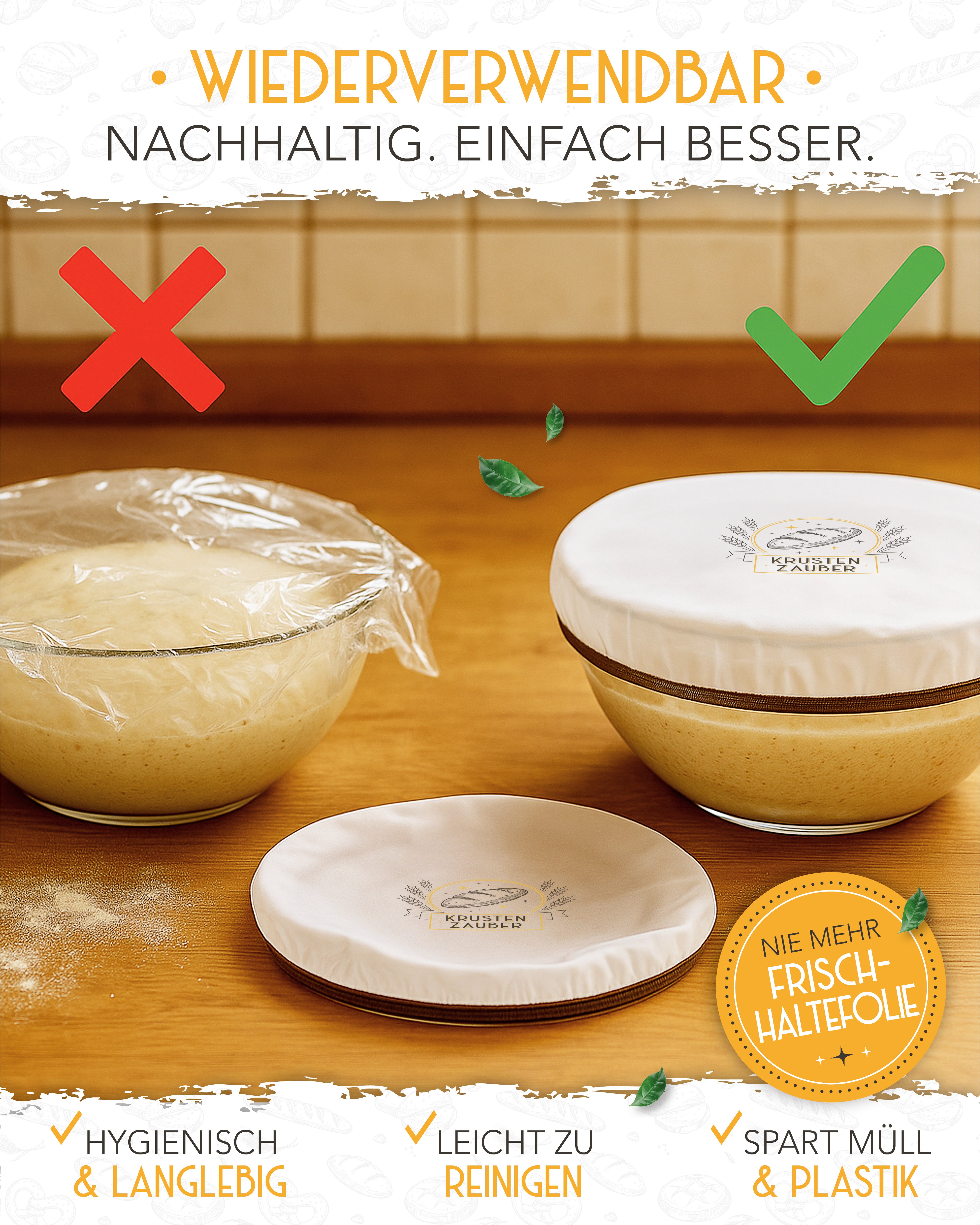 4er Set Abdeckhaube für Gärkörbe