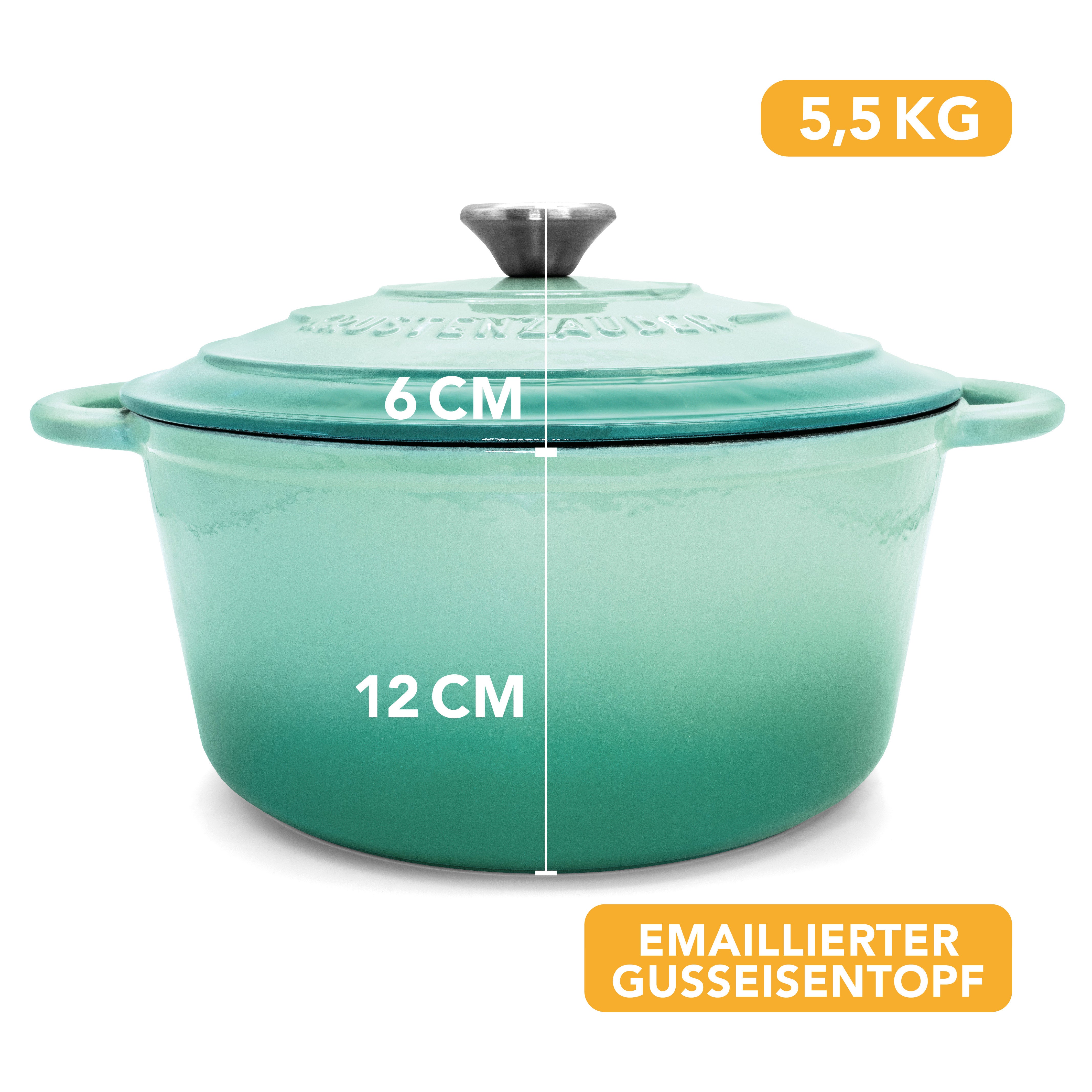 Einsteiger-Set – Gusseisentopf Emaille Mint 4,7 l, Zubehör & Rezept-Booklet