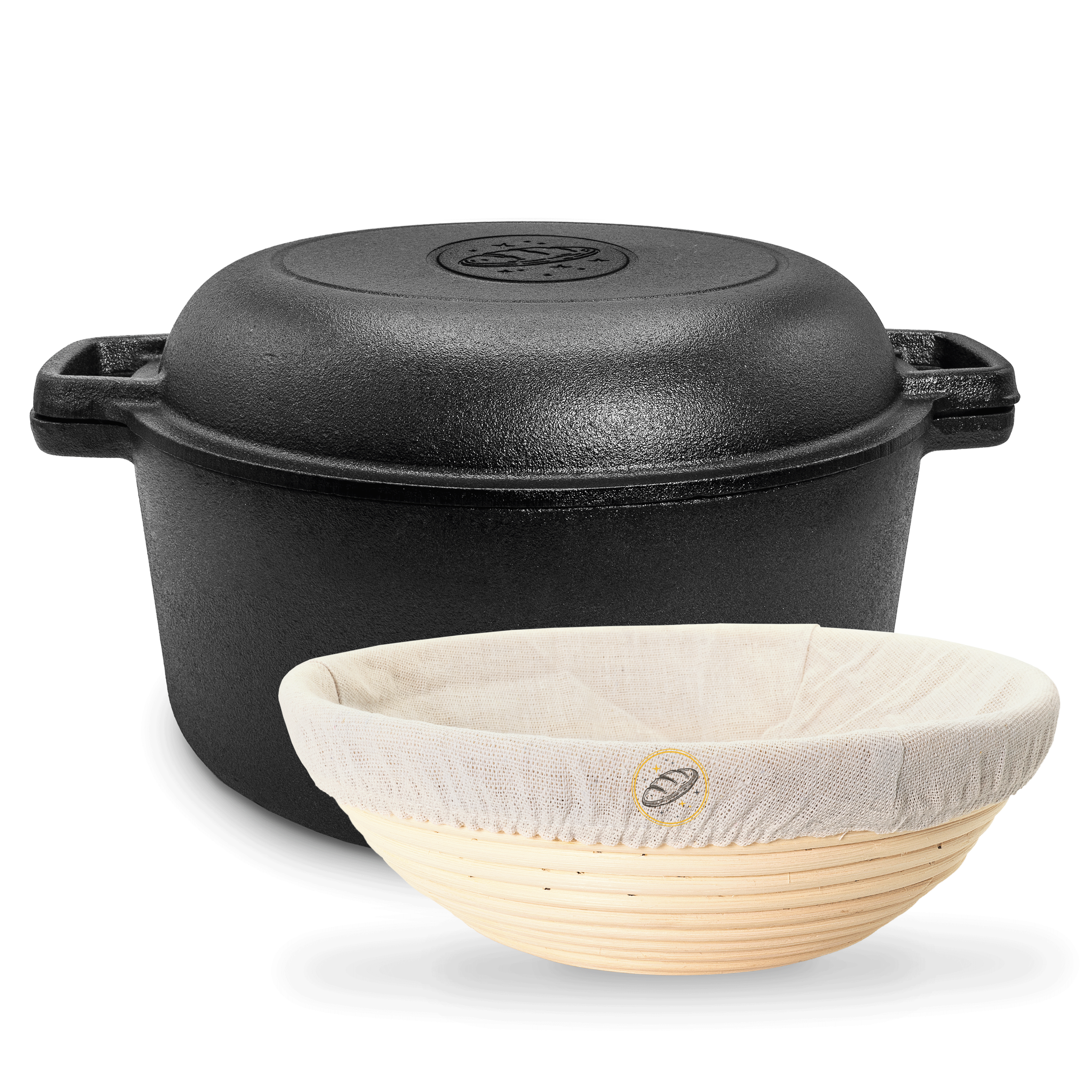 2-in-1 Gusseisen Brotbacktopf 4,7l mit Deckel und Gärkorb