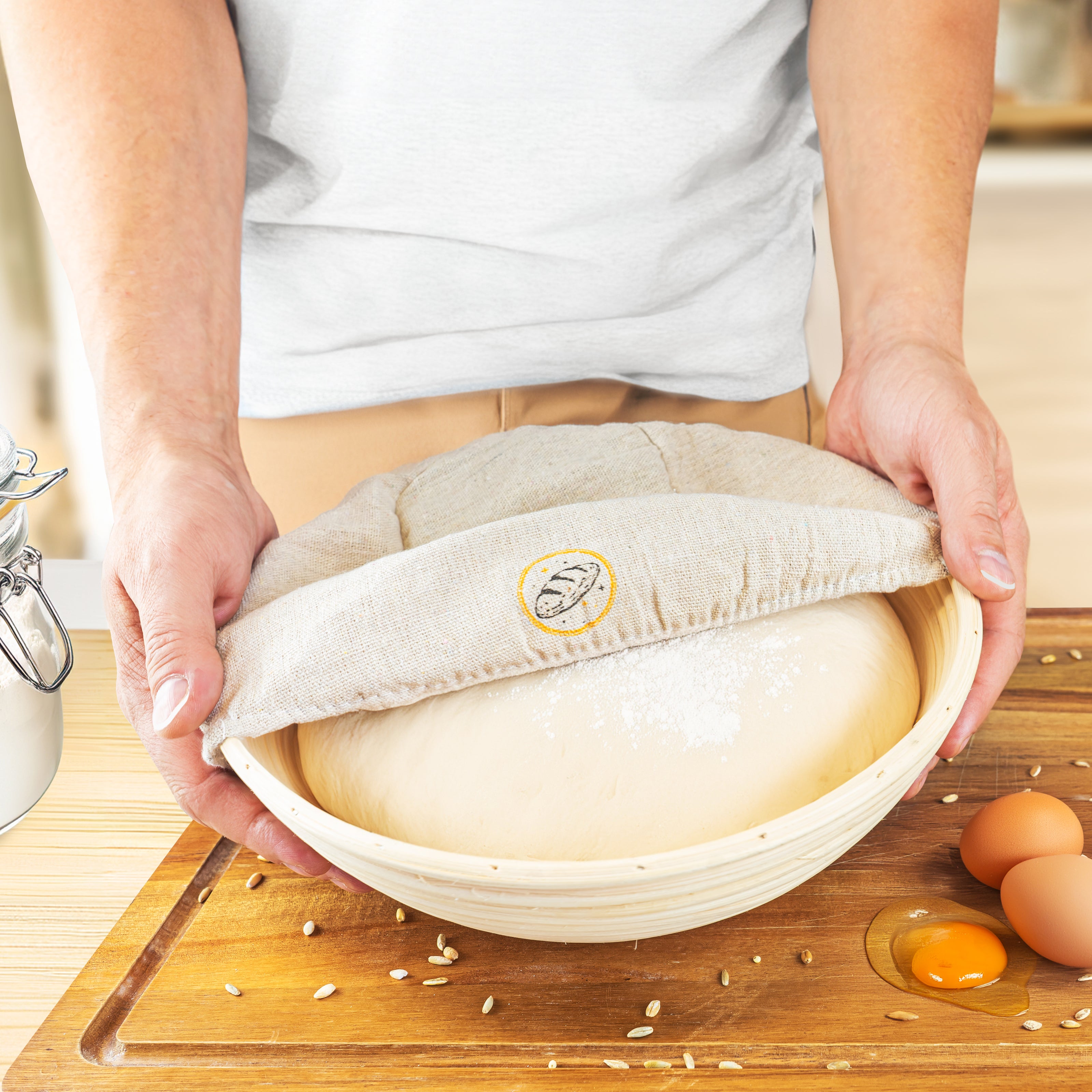 2-in-1 Gusseisen Brotbacktopf 4,7l mit Deckel und Gärkorb