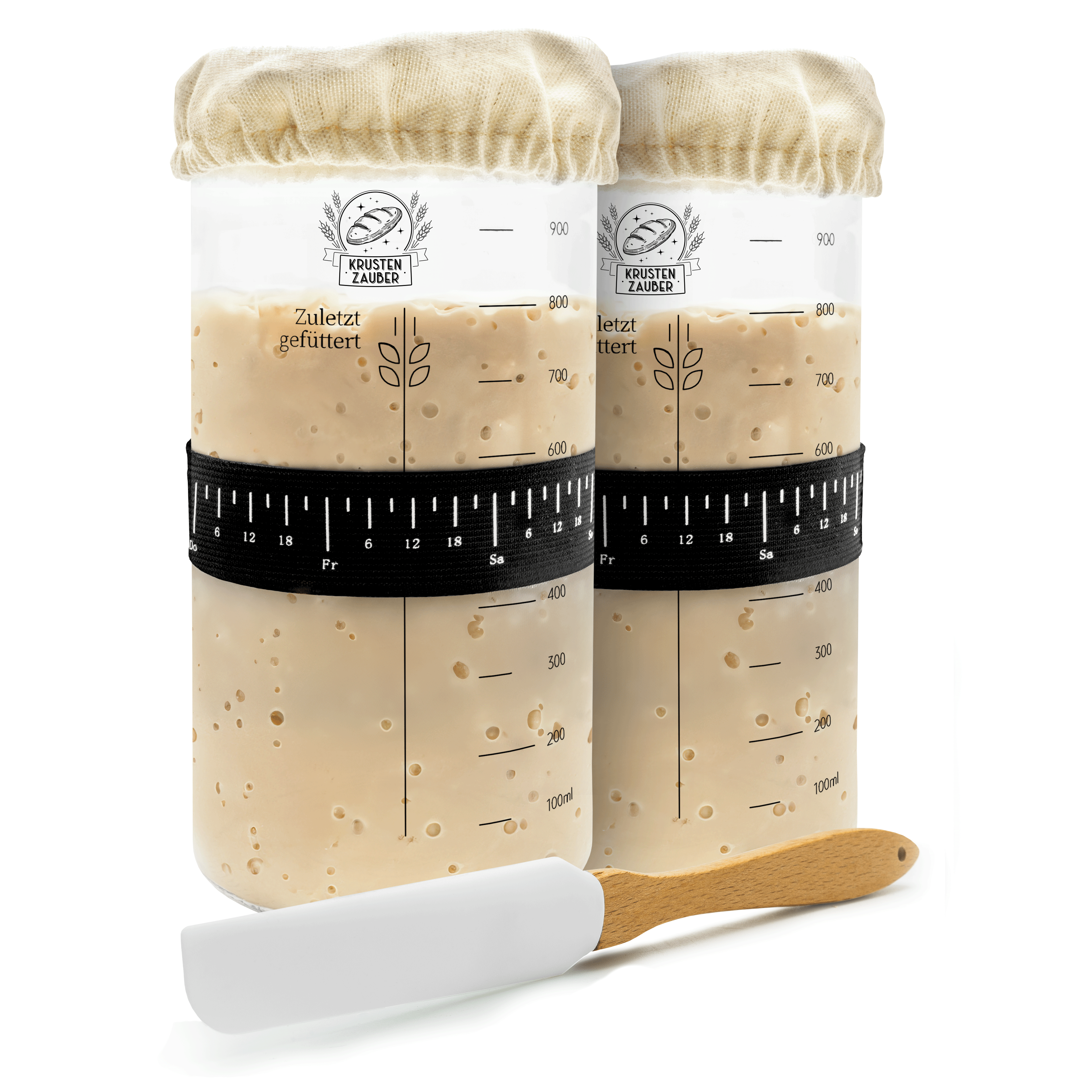 2x 1000ml Starter Set - Gärglas mit Spatel und Thermometer