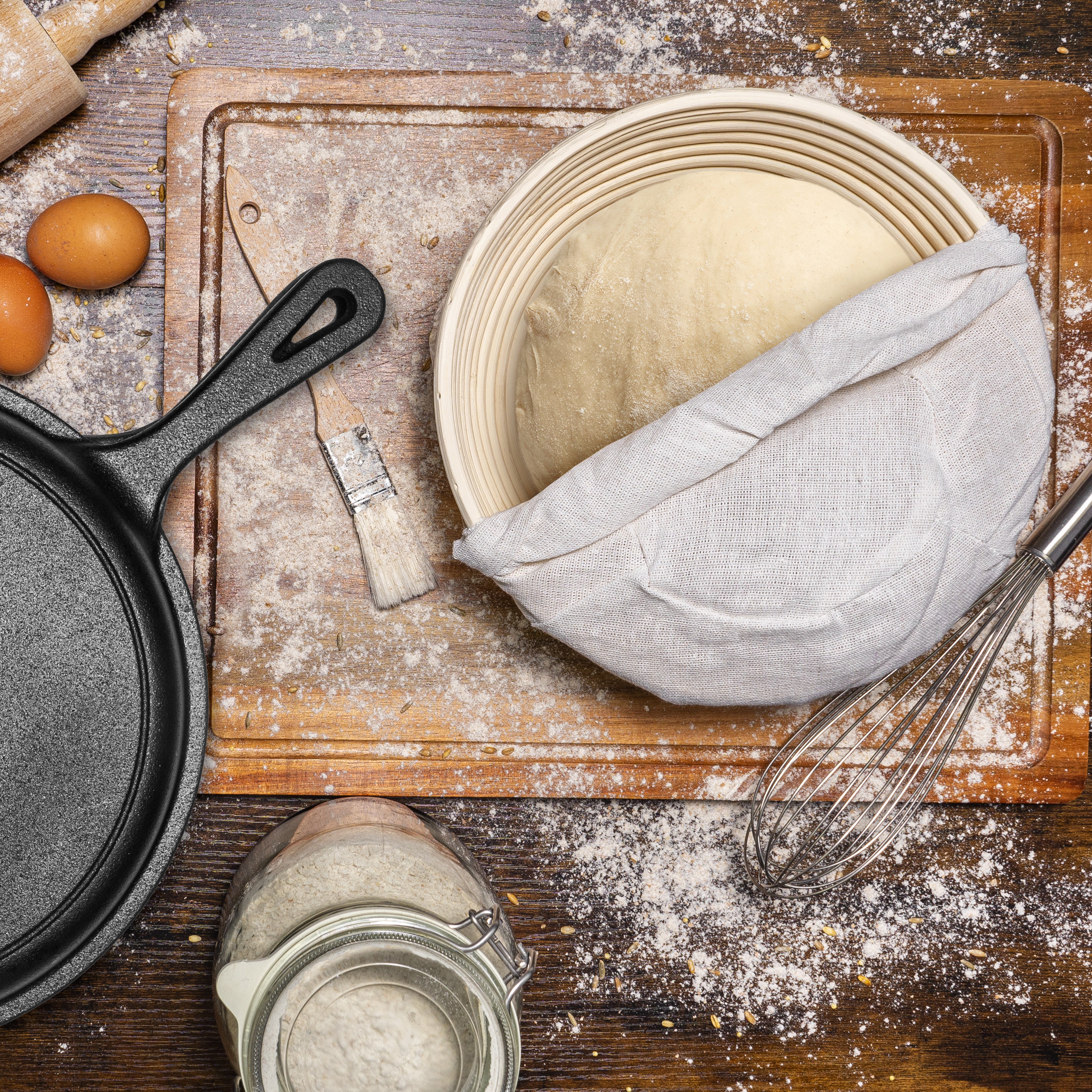 2-in-1 Gusseisen Brotbacktopf 3,0l mit Deckel und Gärkorb