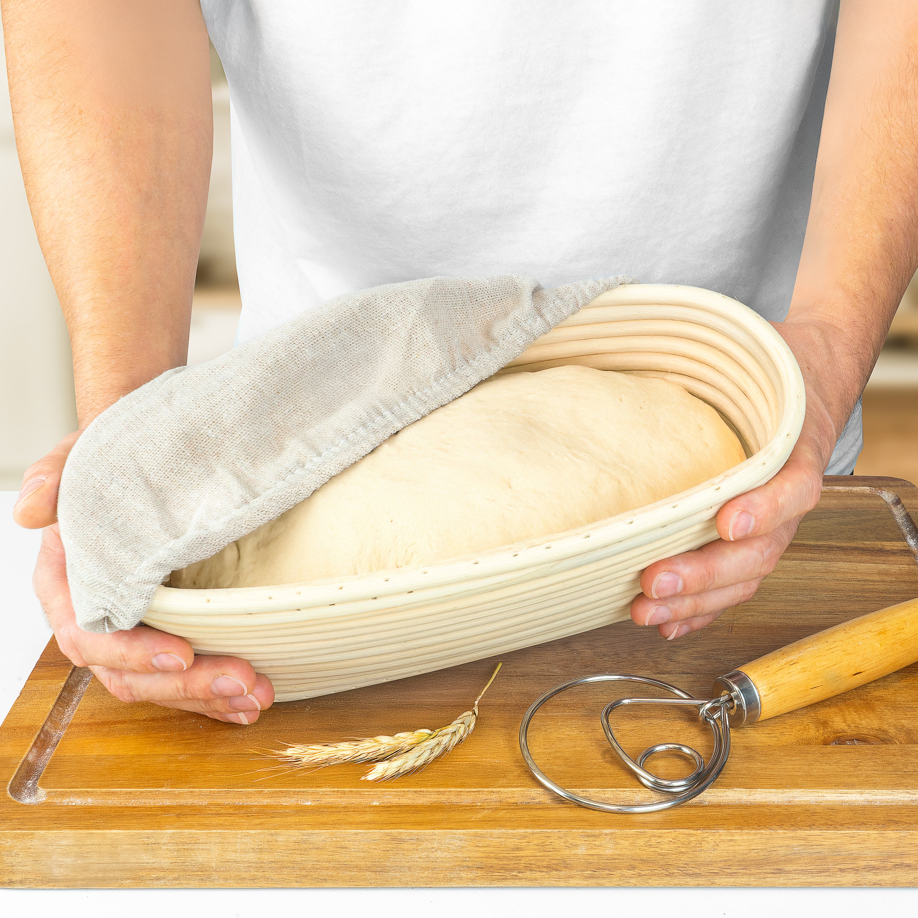 Emaille Brotbackform 28cm mit Deckel und Gärkorb