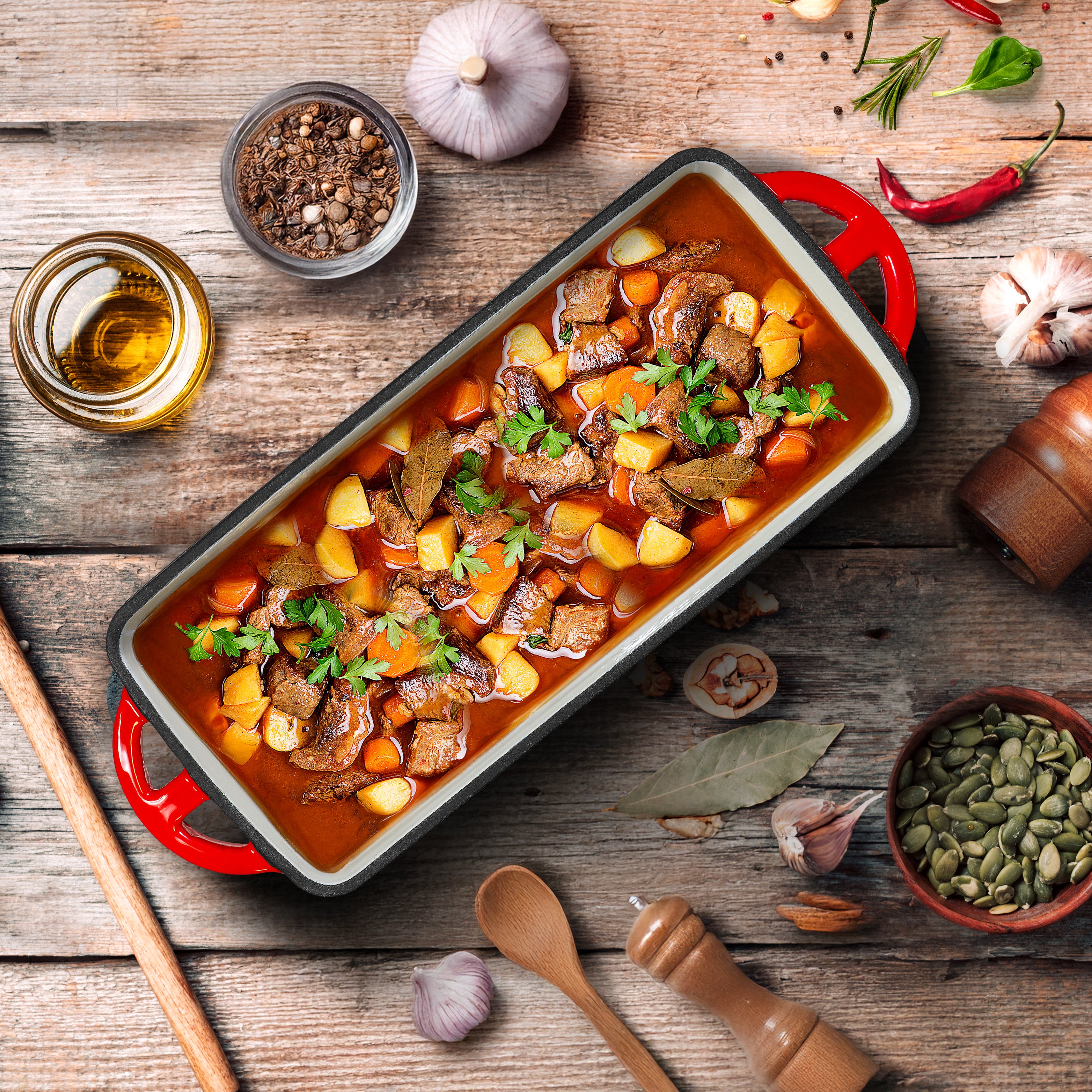 Emaille Brotbackform 28cm mit Deckel und Gärkorb