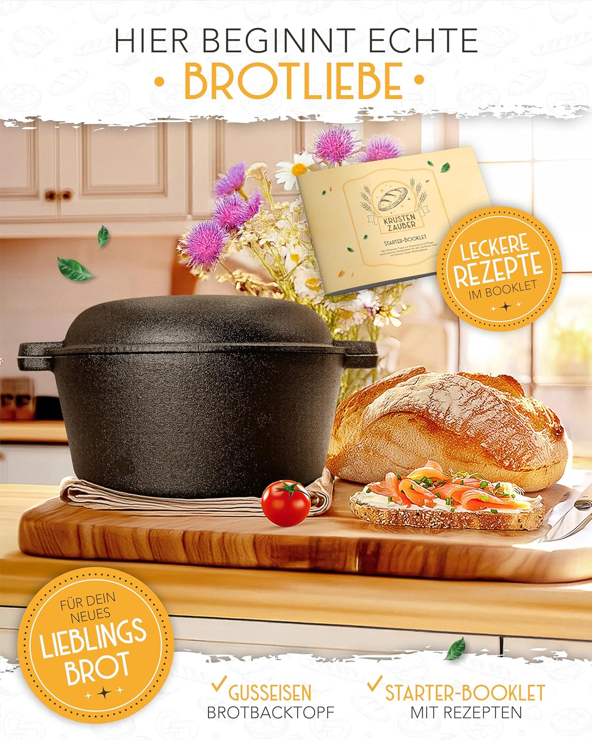 26cm Gusseisen Topf Brot backen - Einzeln