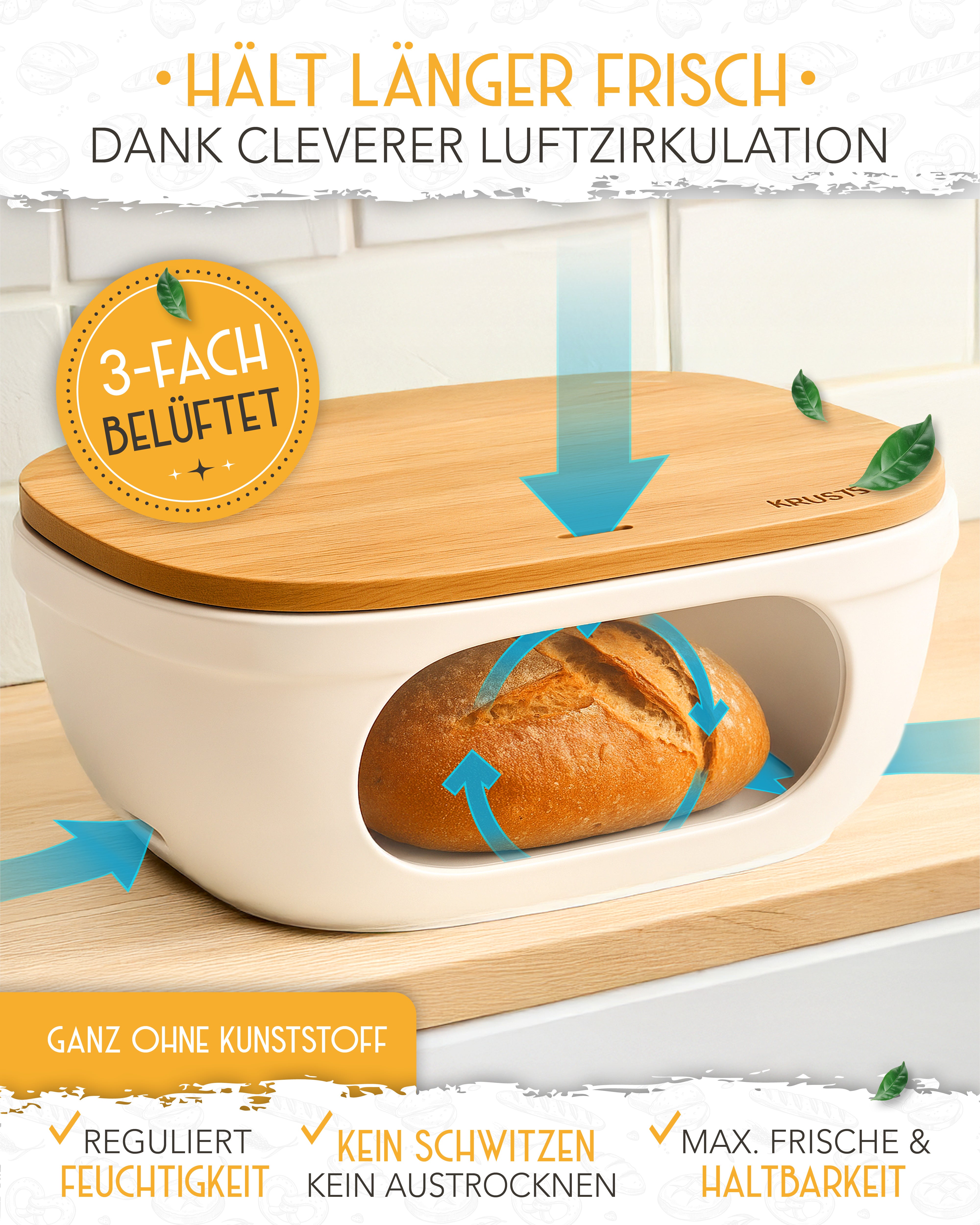 Brotkasten aus Keramik mit weißer Beschichtung