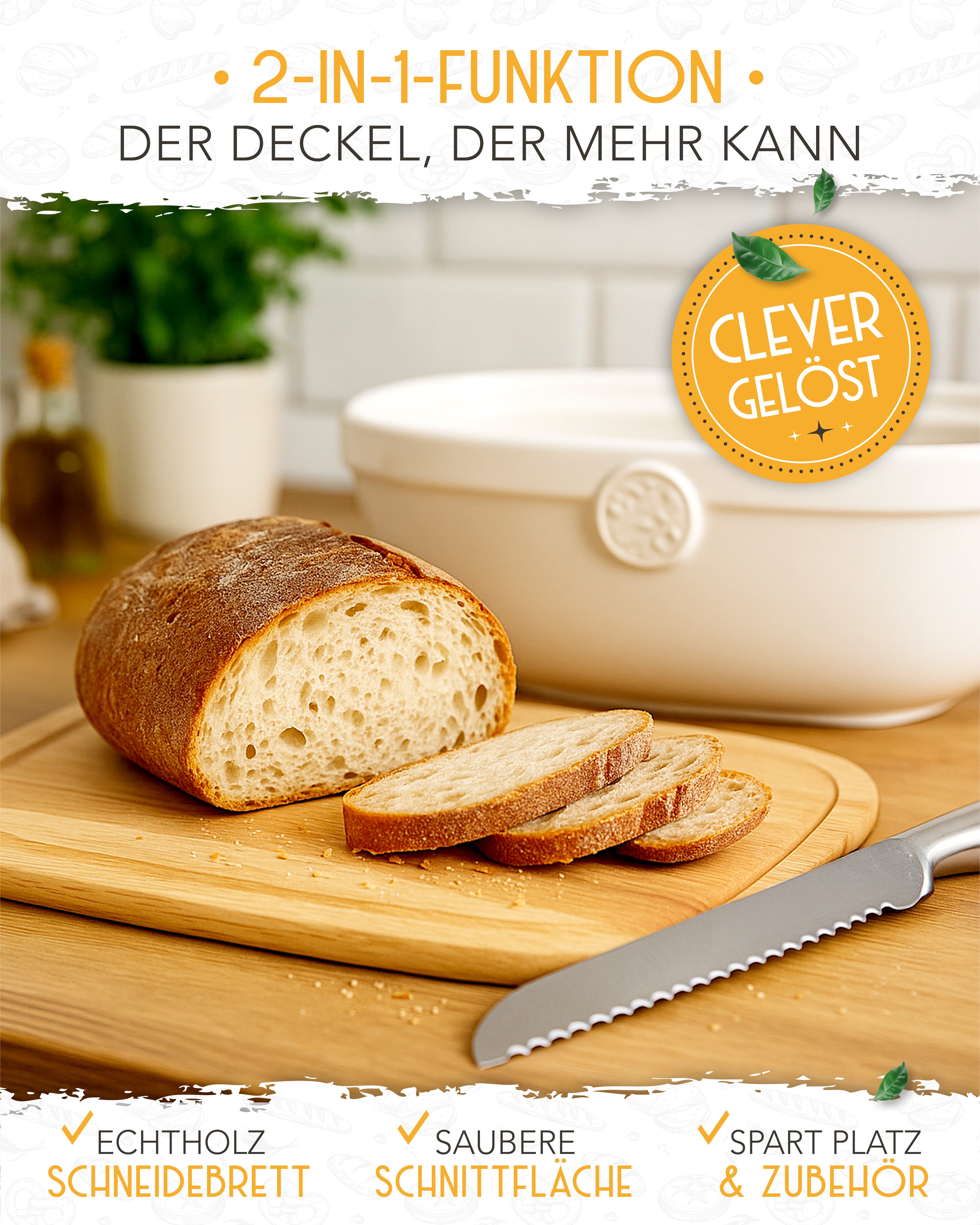 Brotkasten aus Keramik mit weißer Beschichtung