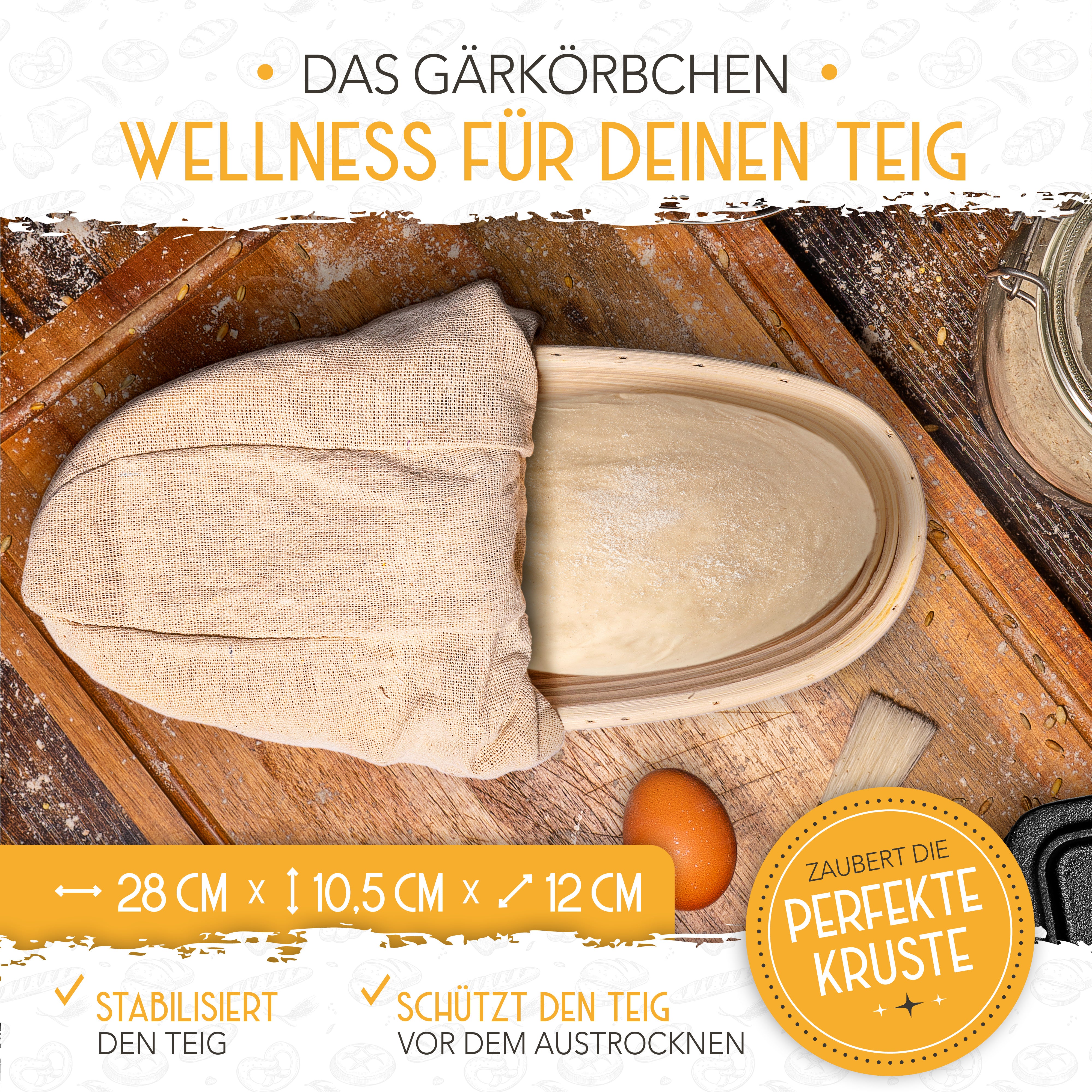 Emaille Brotbackform 28cm mit Deckel in Creme