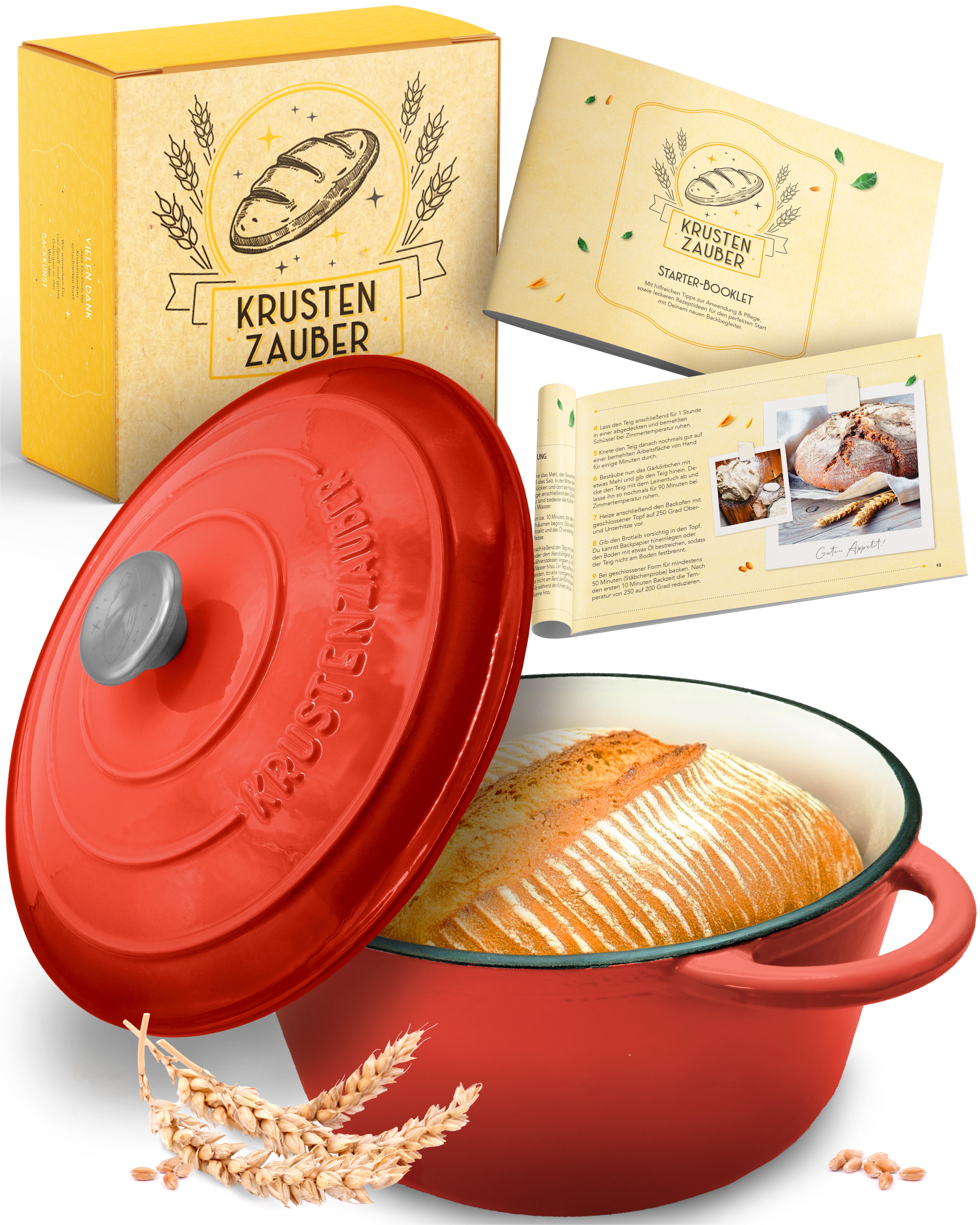 26cm Emaille Gusseisentopf in Rot - Einzeln