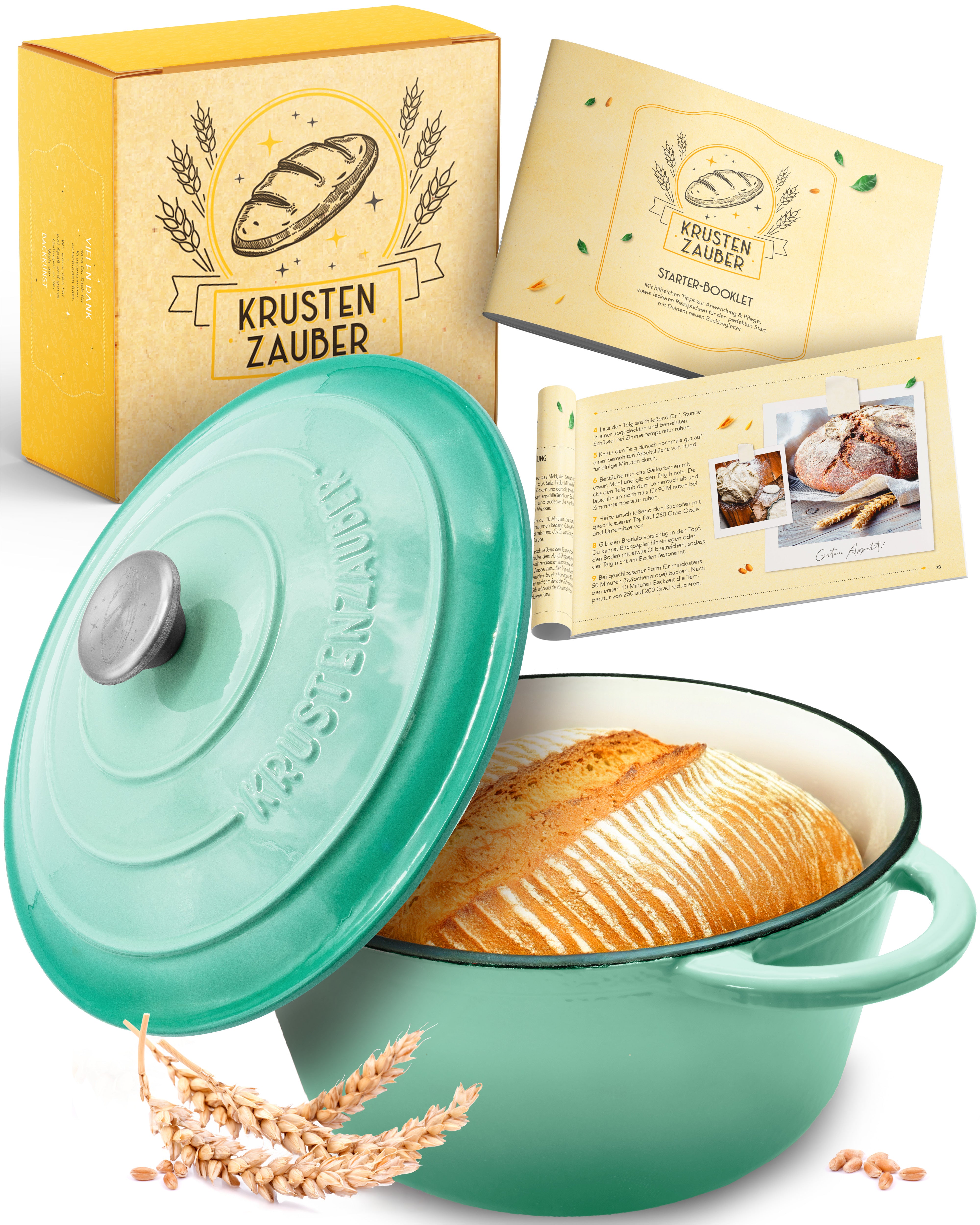 26cm Emaille Gusseisentopf in Mintgrün - Einzeln