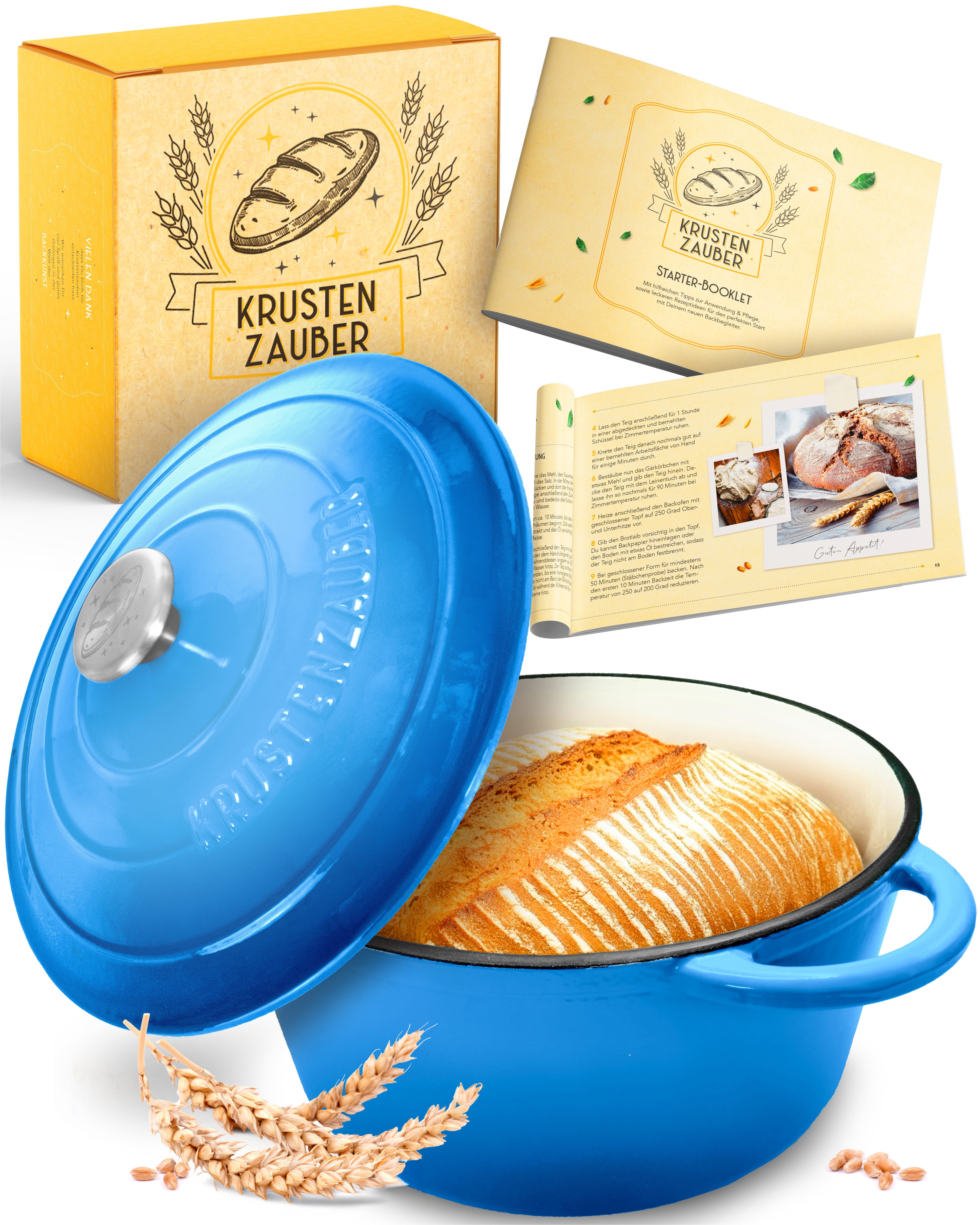 26cm Emaille Gusseisentopf in Blau - Einzeln