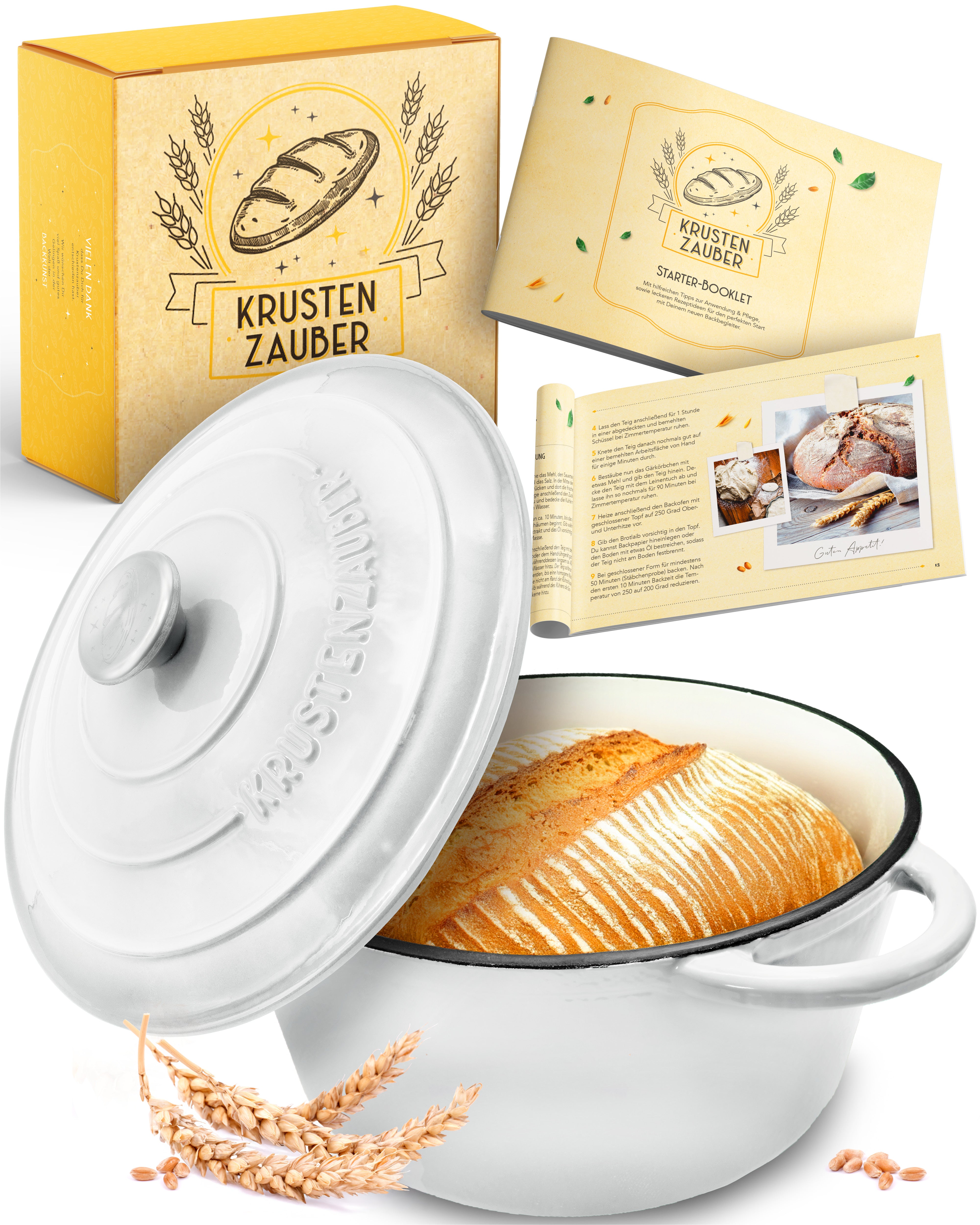 26cm Emaille Gusseisentopf in Weiß - Einzeln