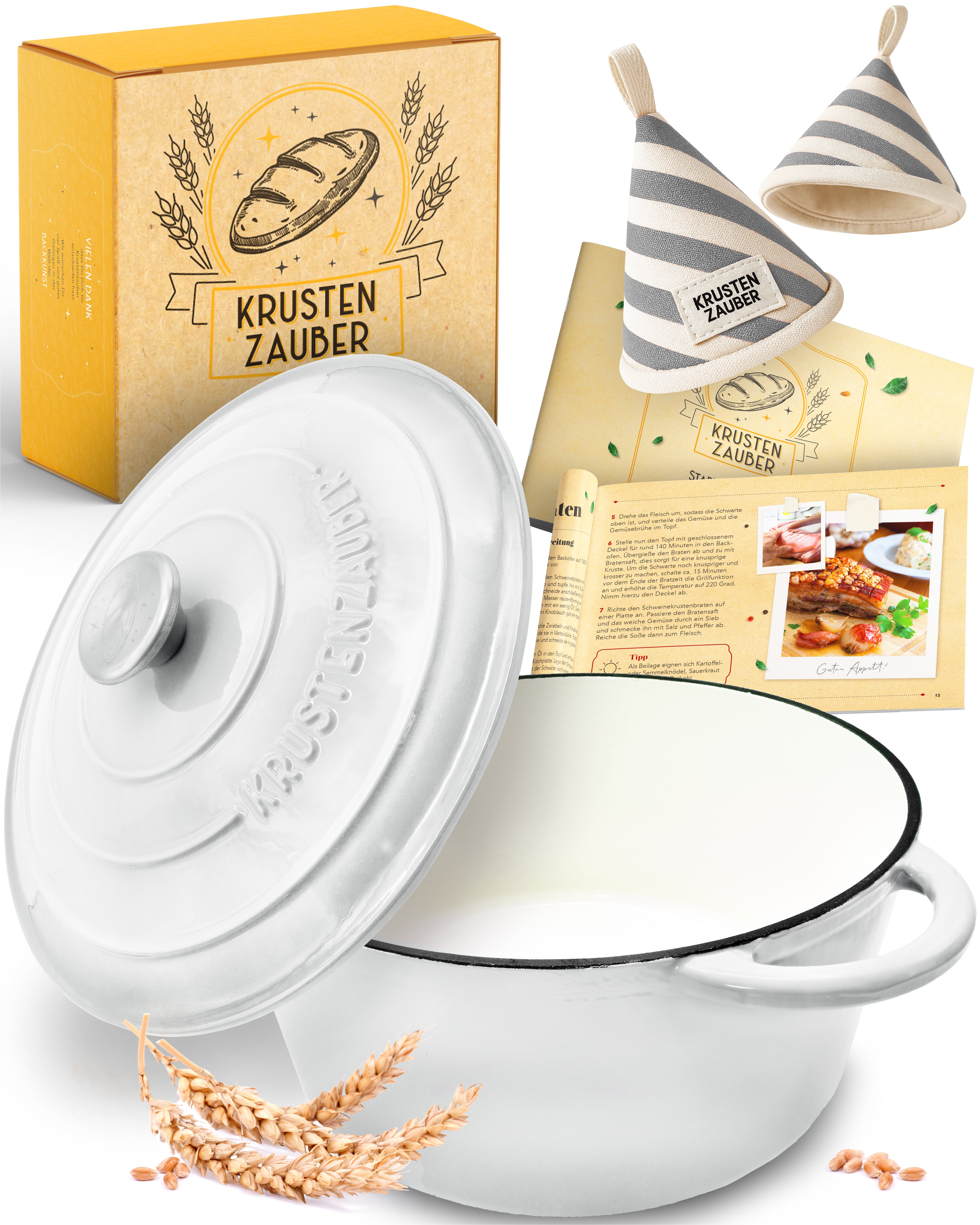 26cm Emaille Gusseisentopf in Weiß - Einzeln