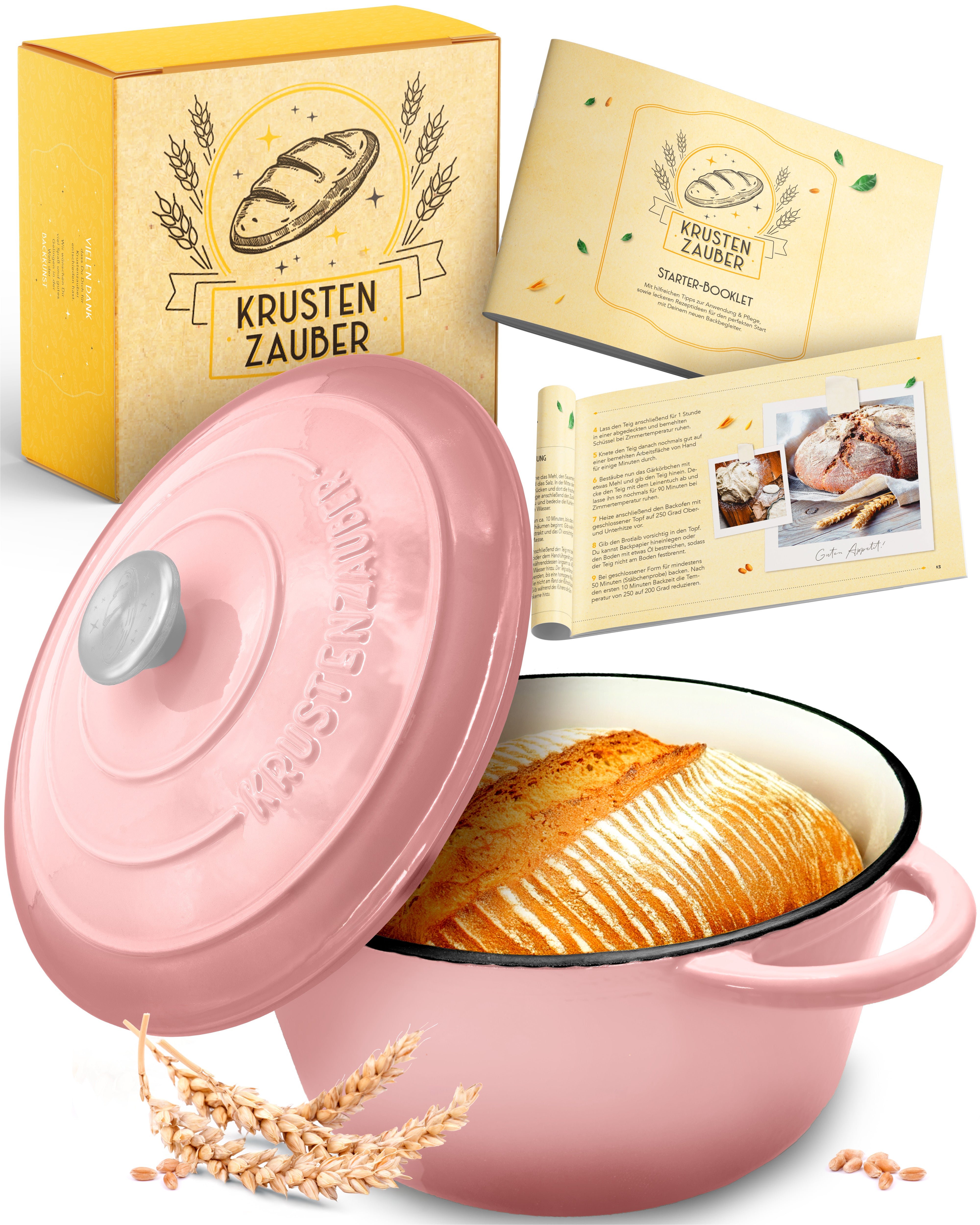 26cm Emaille Gusseisentopf in Rosa - Einzeln