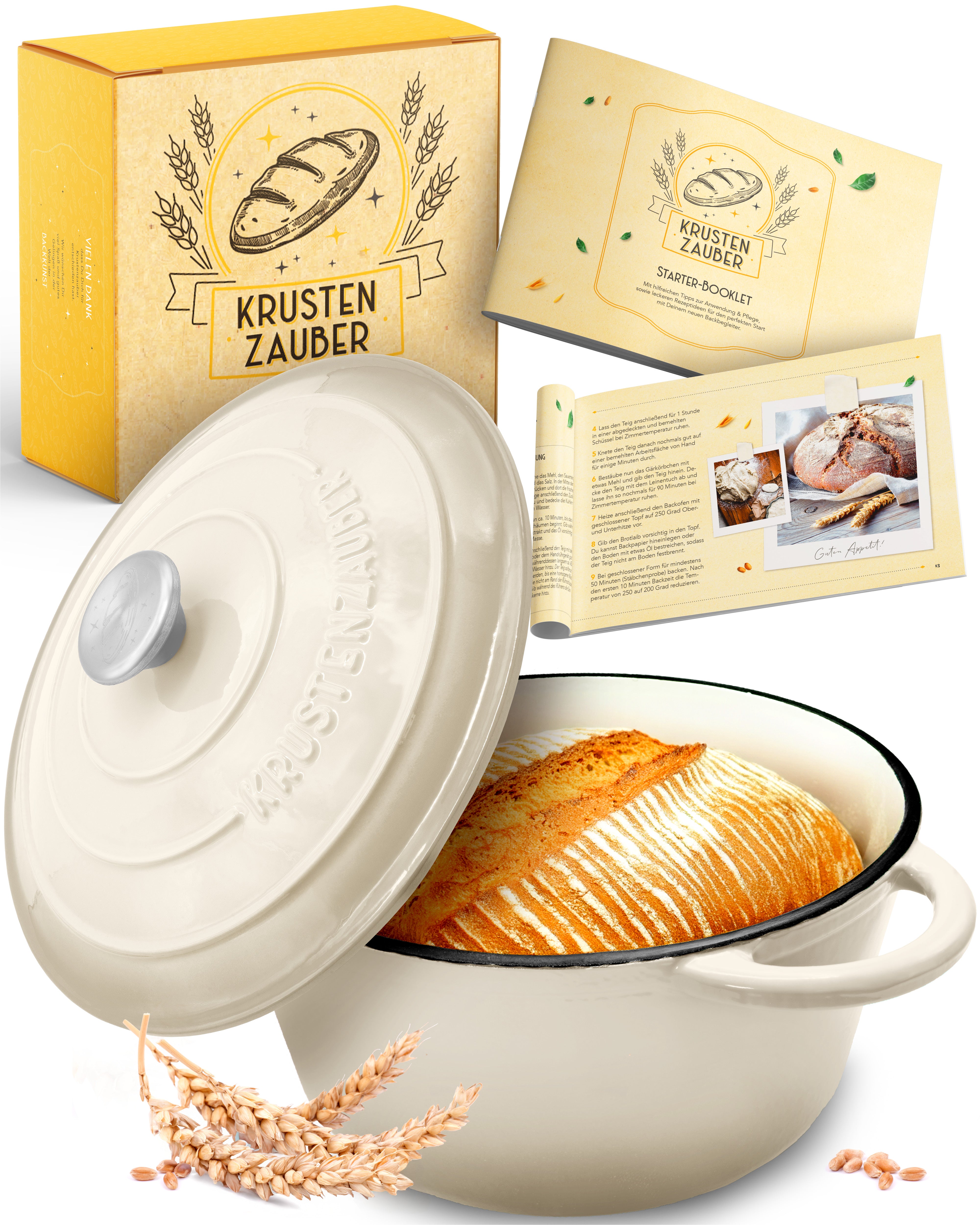 26cm Emaille Gusseisentopf in Creme - Einzeln