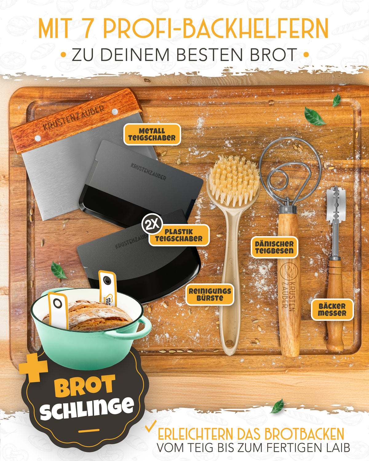 Einsteiger-Set – Gusseisentopf Emaille Mint 4,7 l, Zubehör & Rezept-Booklet