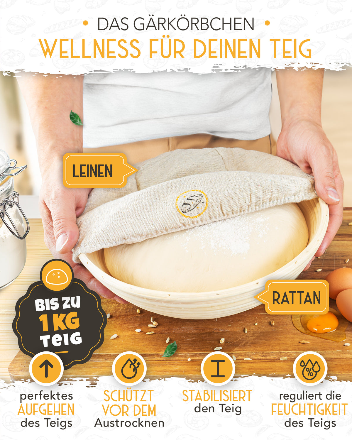 Einsteiger-Set – Gusseisentopf Emaille Weiß 4,7 l, Zubehör & Rezept-Booklet