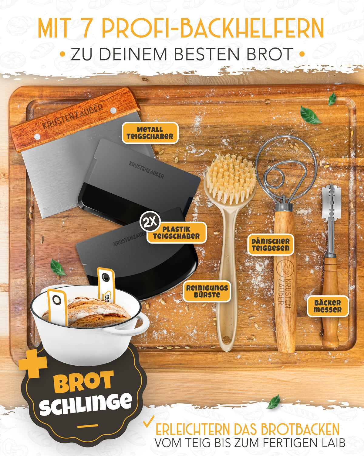 Einsteiger-Set – Gusseisentopf Emaille Weiß 4,7 l, Zubehör & Rezept-Booklet