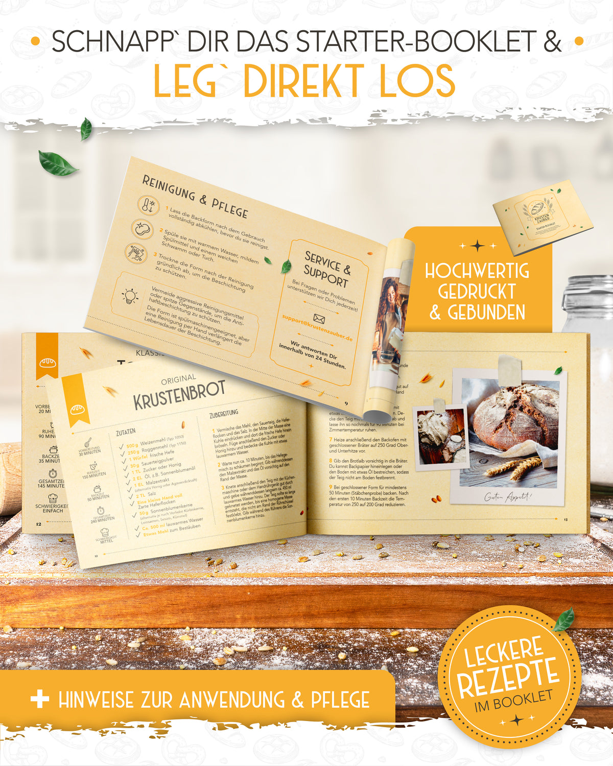Einsteiger-Set – Gusseisentopf Emaille Weiß 4,7 l, Zubehör & Rezept-Booklet