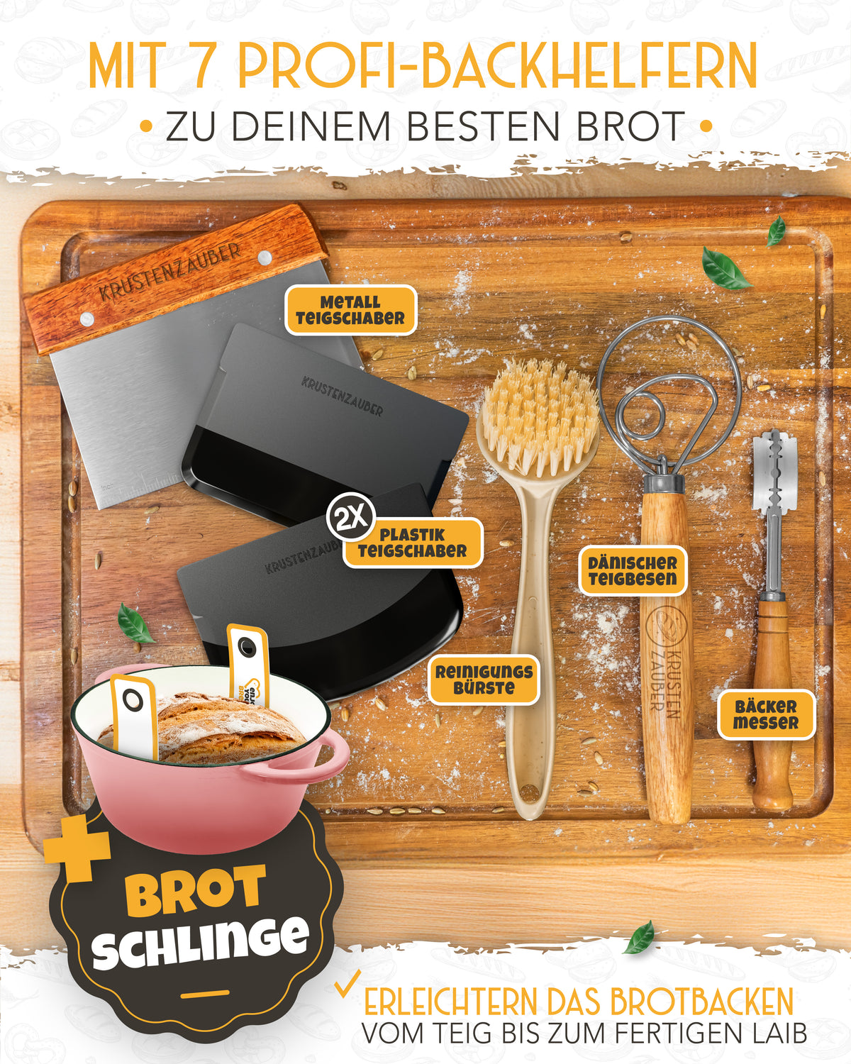 Einsteiger-Set – Gusseisentopf Emaille Rosa 4,7 l, Zubehör & Rezept-Booklet