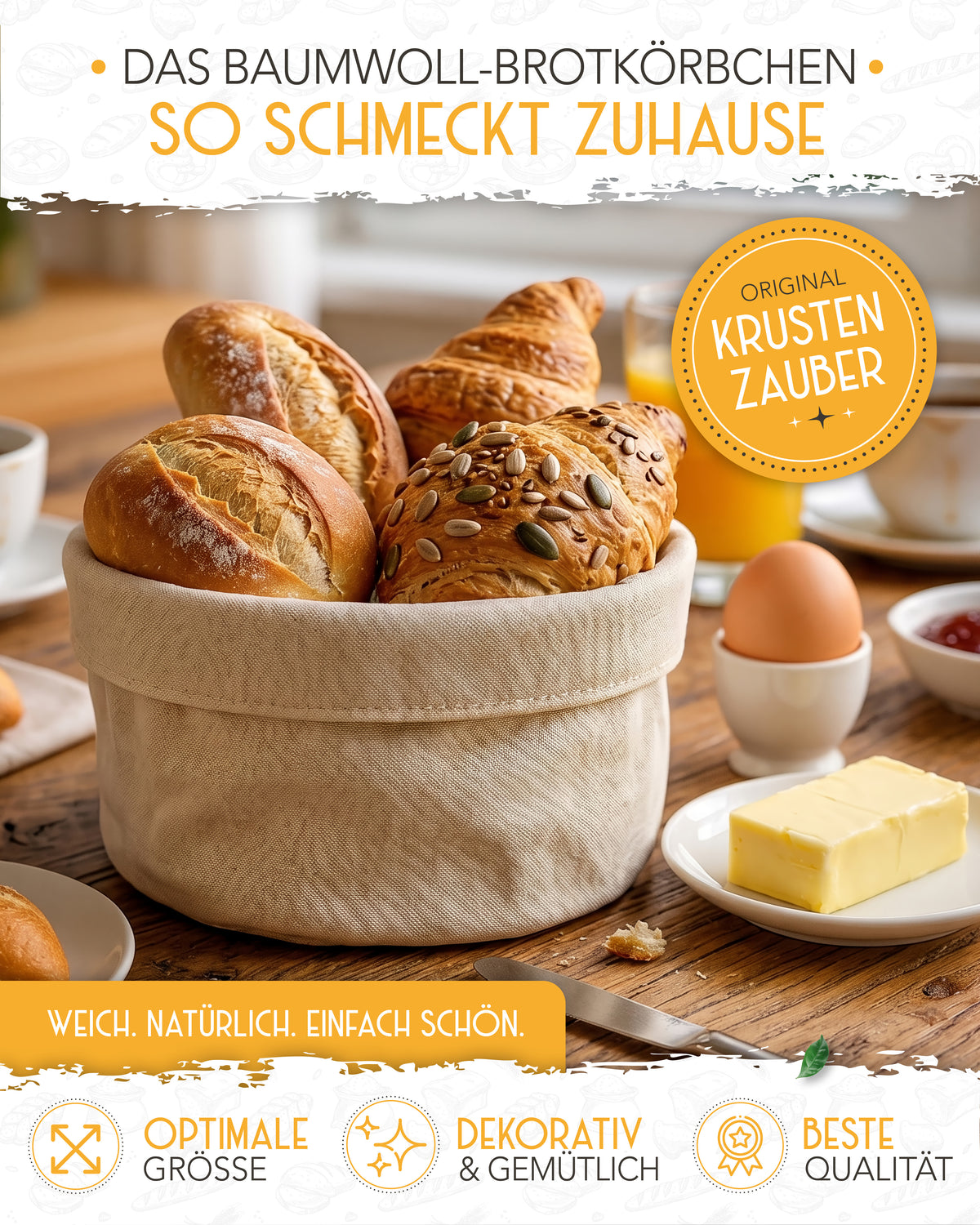 Brotkorb aus 100% Baumwolle