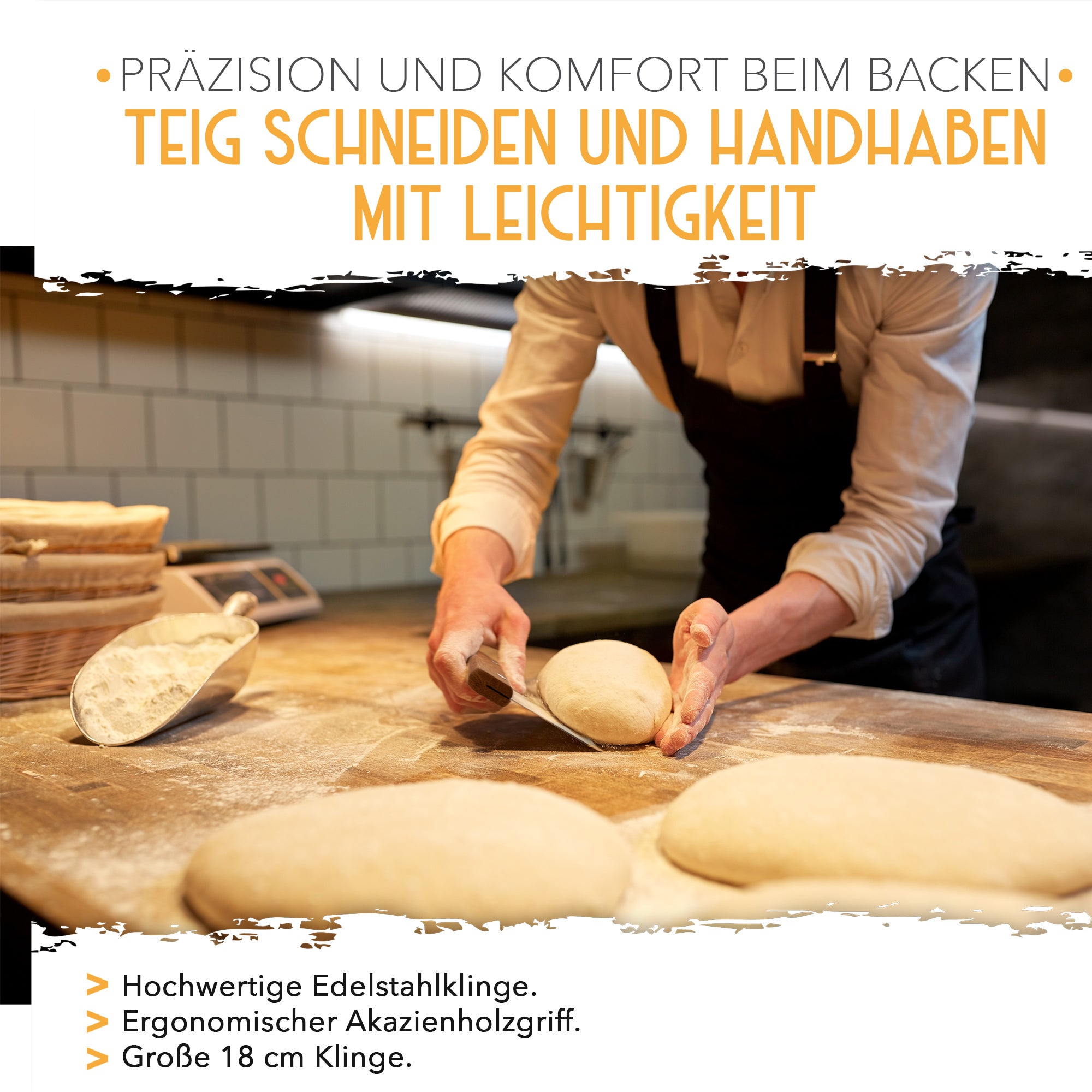 Teigschneider aus Edelstahl 18 cm mit Holzgriff