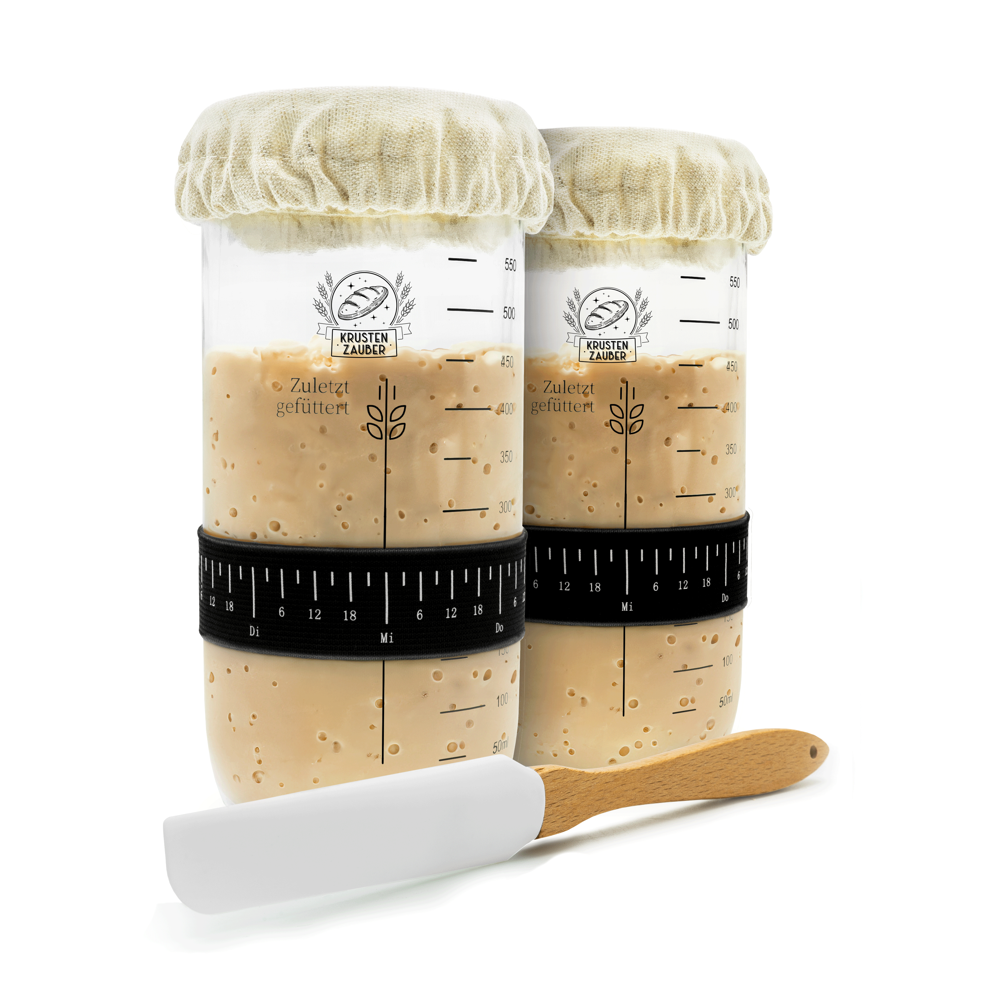 2x 600ml Starter Set - Gärglas mit Spatel und Thermometer