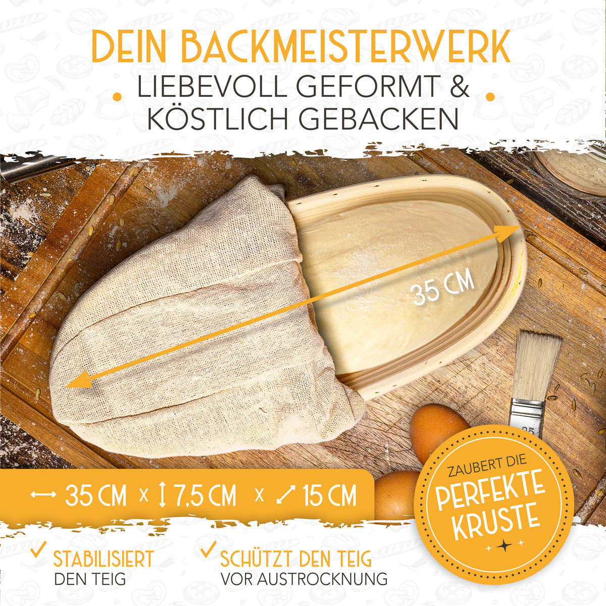 Set aus 2x Gärkorb und 2x Teigritzmesser