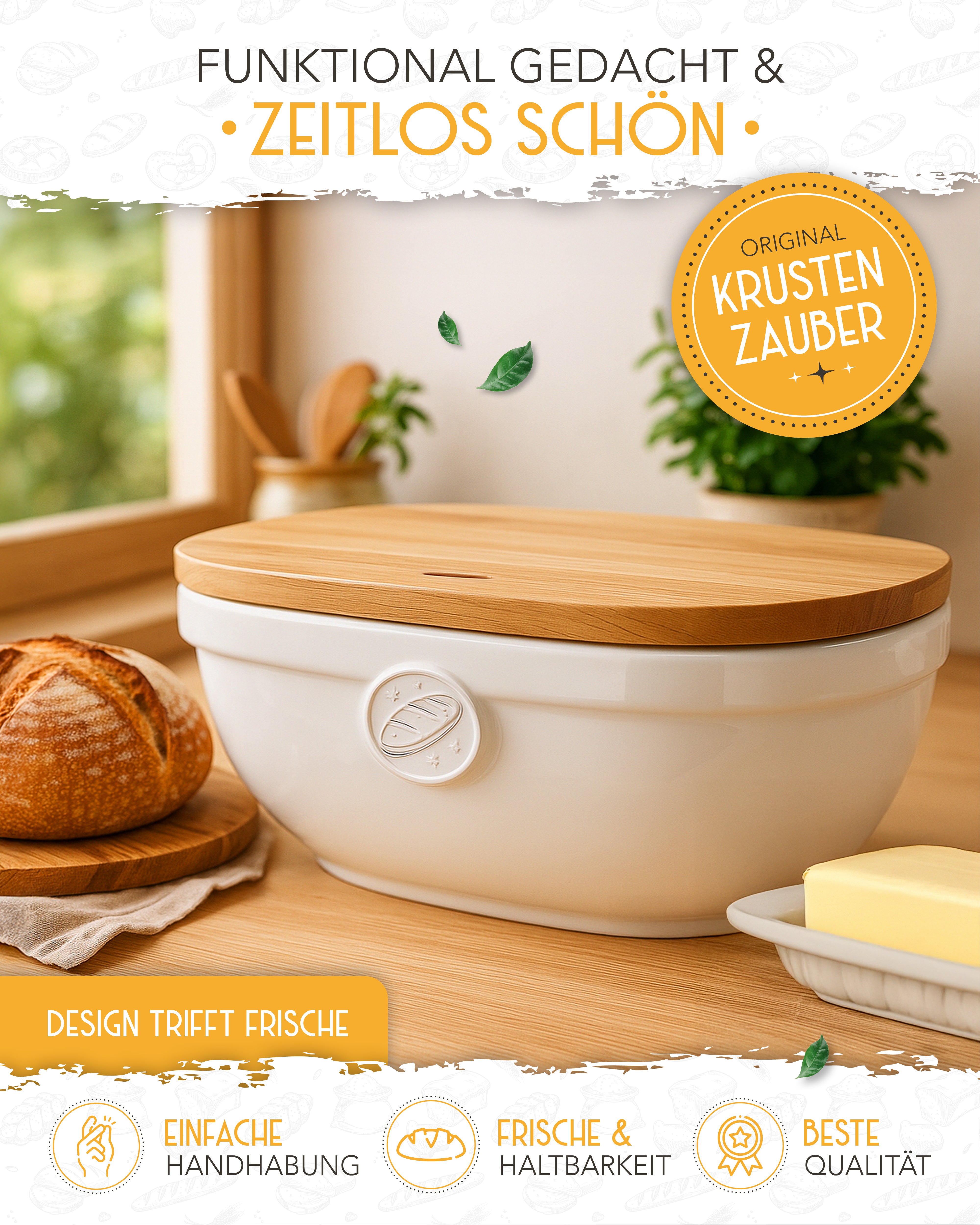 Brotkasten aus Keramik mit weißer Beschichtung
