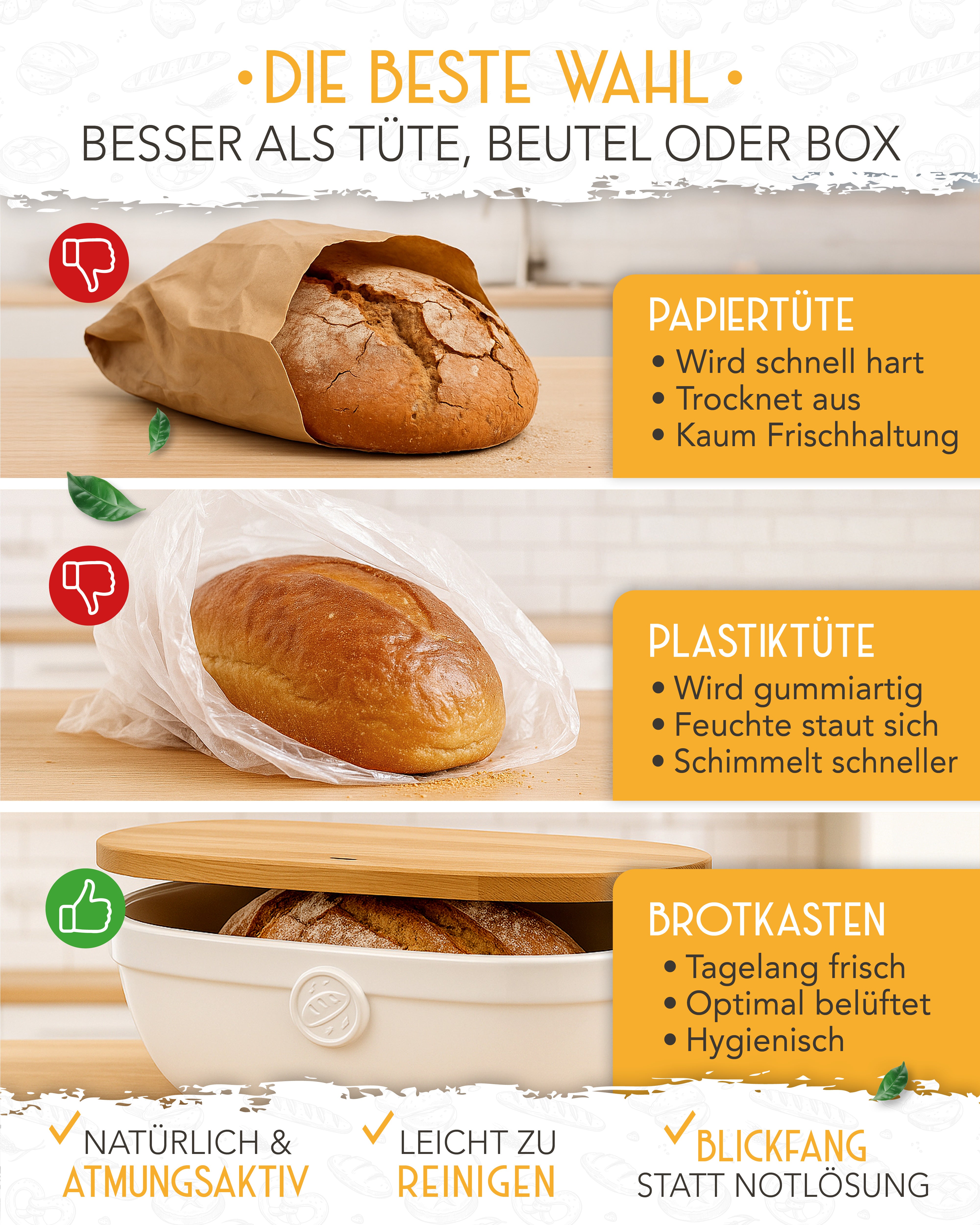 Brotkasten aus Keramik mit weißer Beschichtung