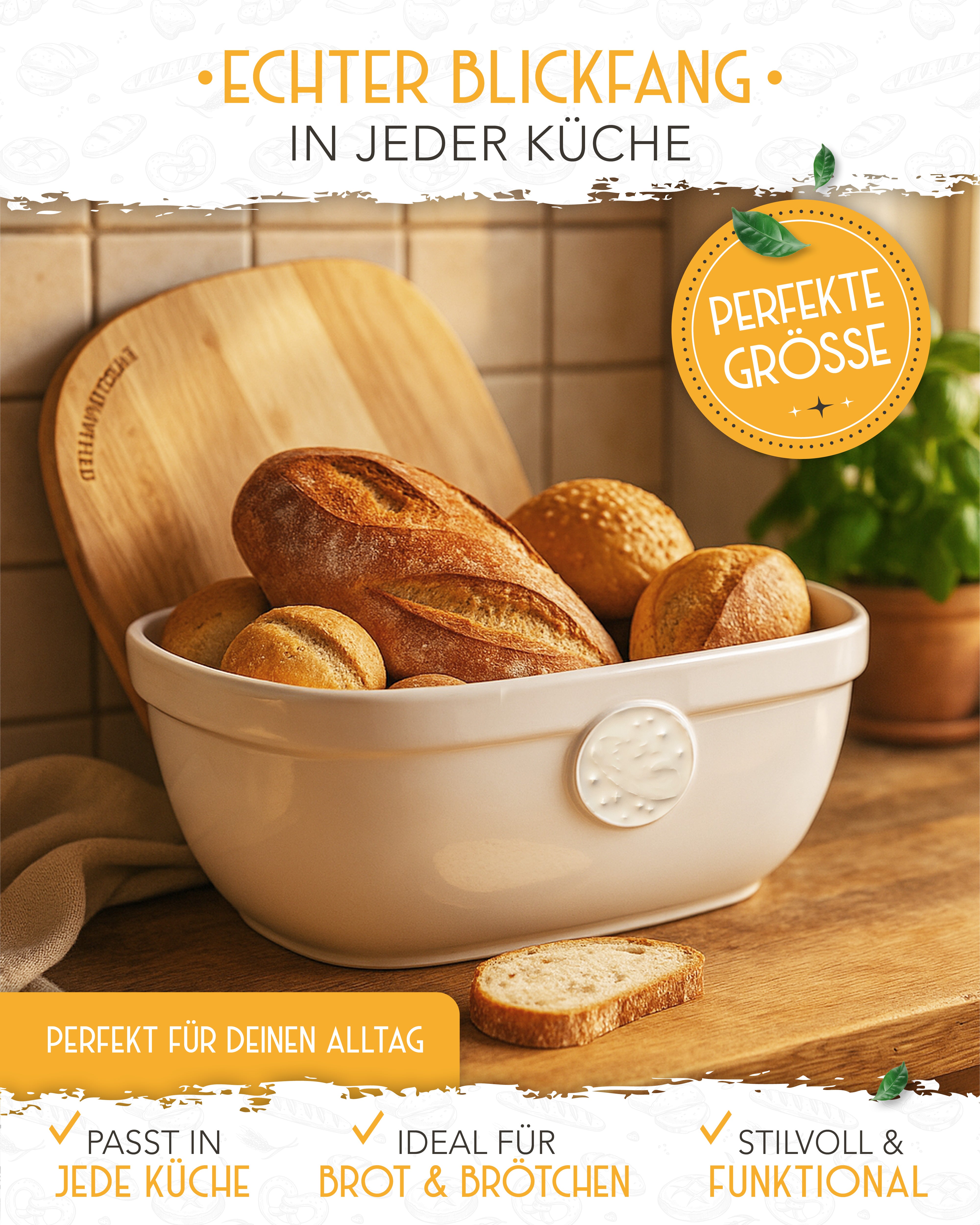 Brotkasten aus Keramik mit weißer Beschichtung