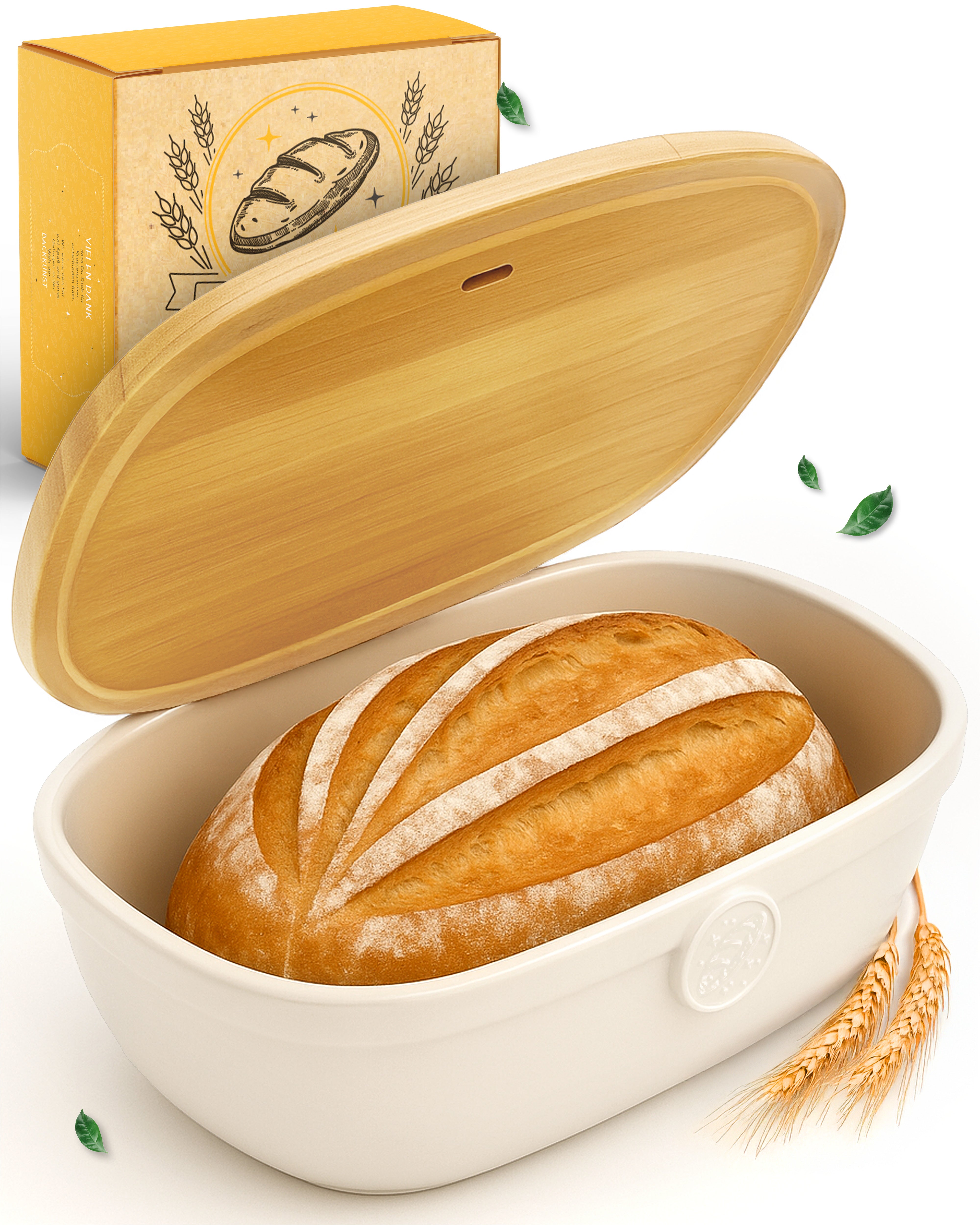 Brotkasten aus Keramik mit weißer Beschichtung